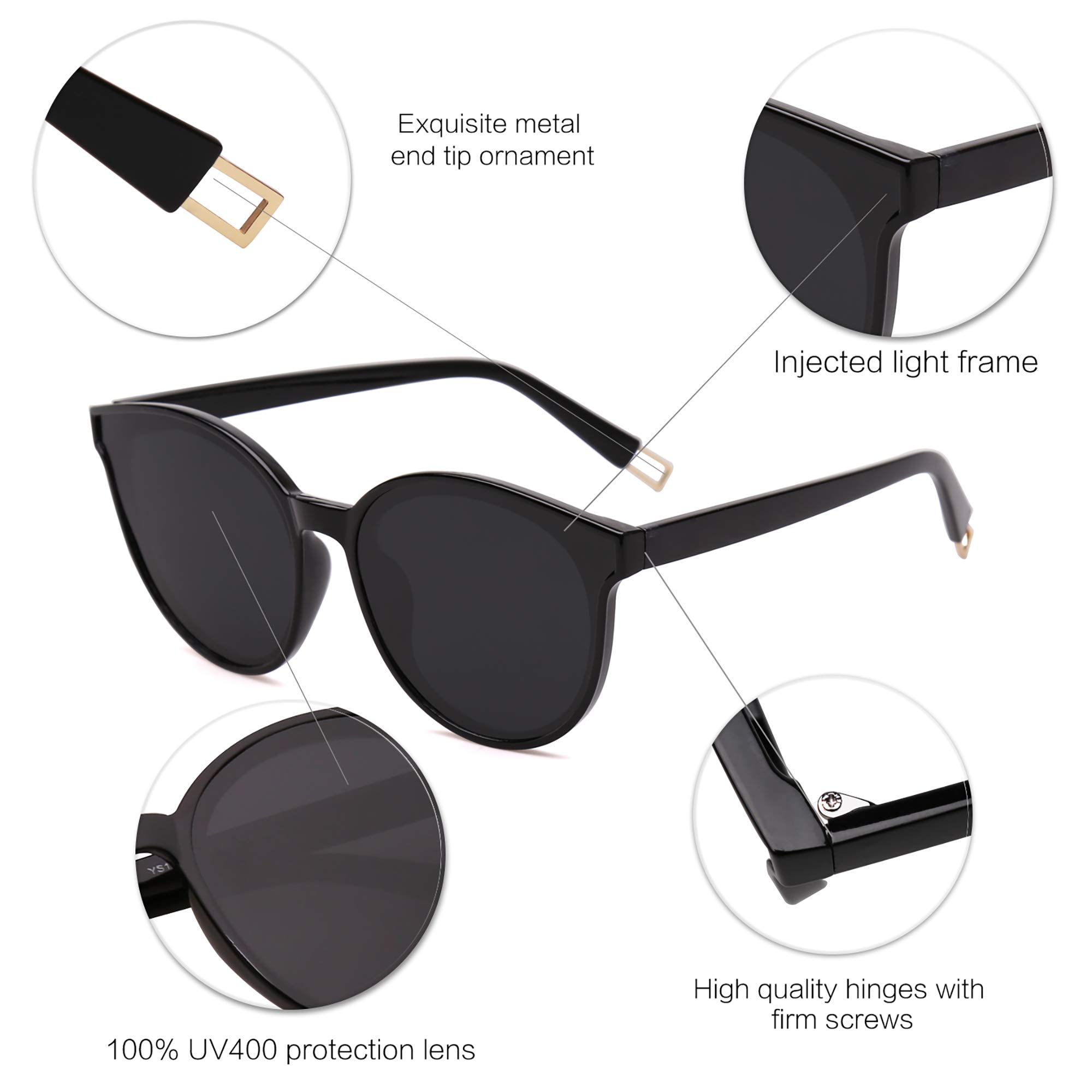 Foto 5 pulgar | Gafas de Sol Sojos Fashion Round SJ2057 Negros Unisex - Venta Internacional