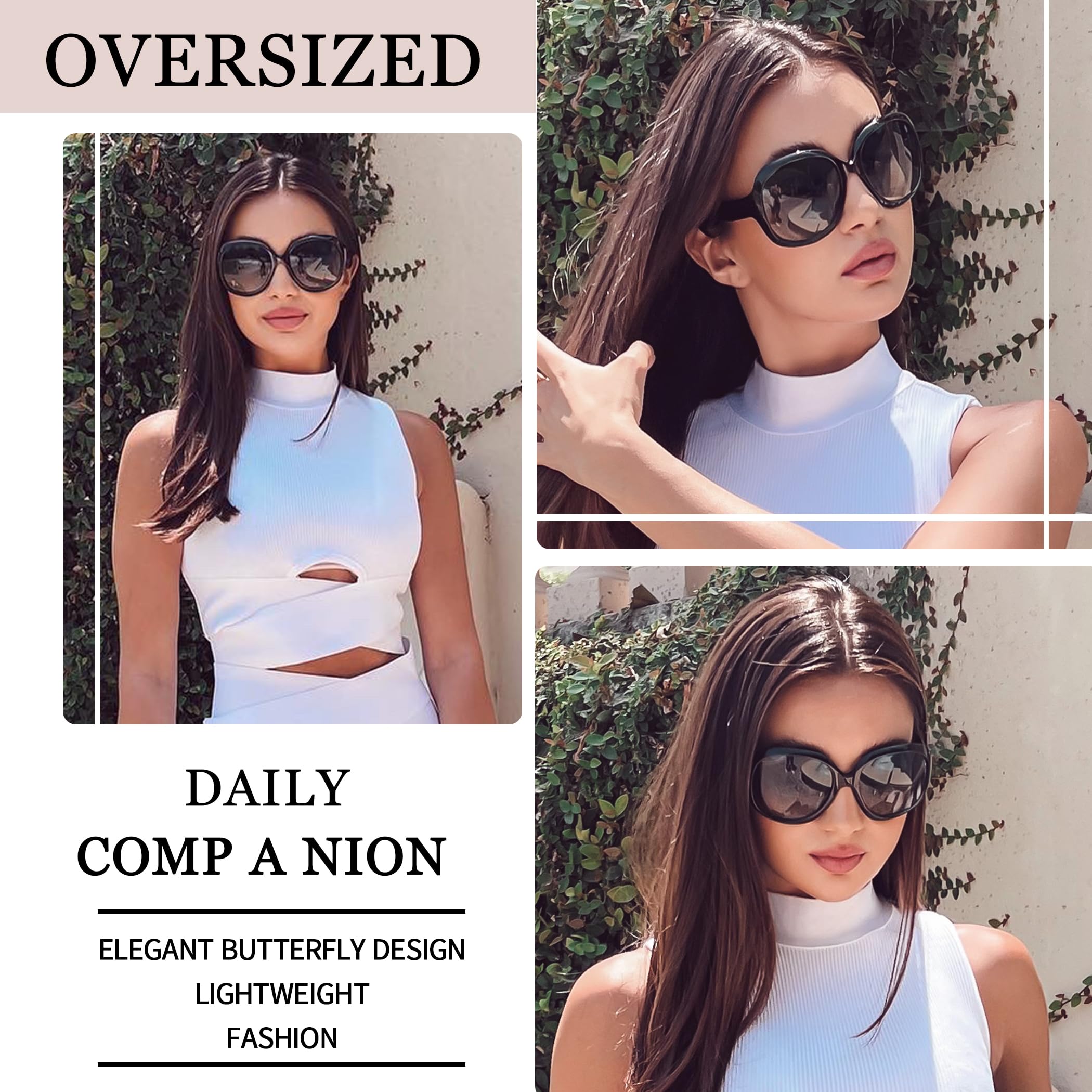 Foto 2 | Gafas de Sol Joopin Oversized Trendy Polarizadas Negras para Mujer - Venta Internacional