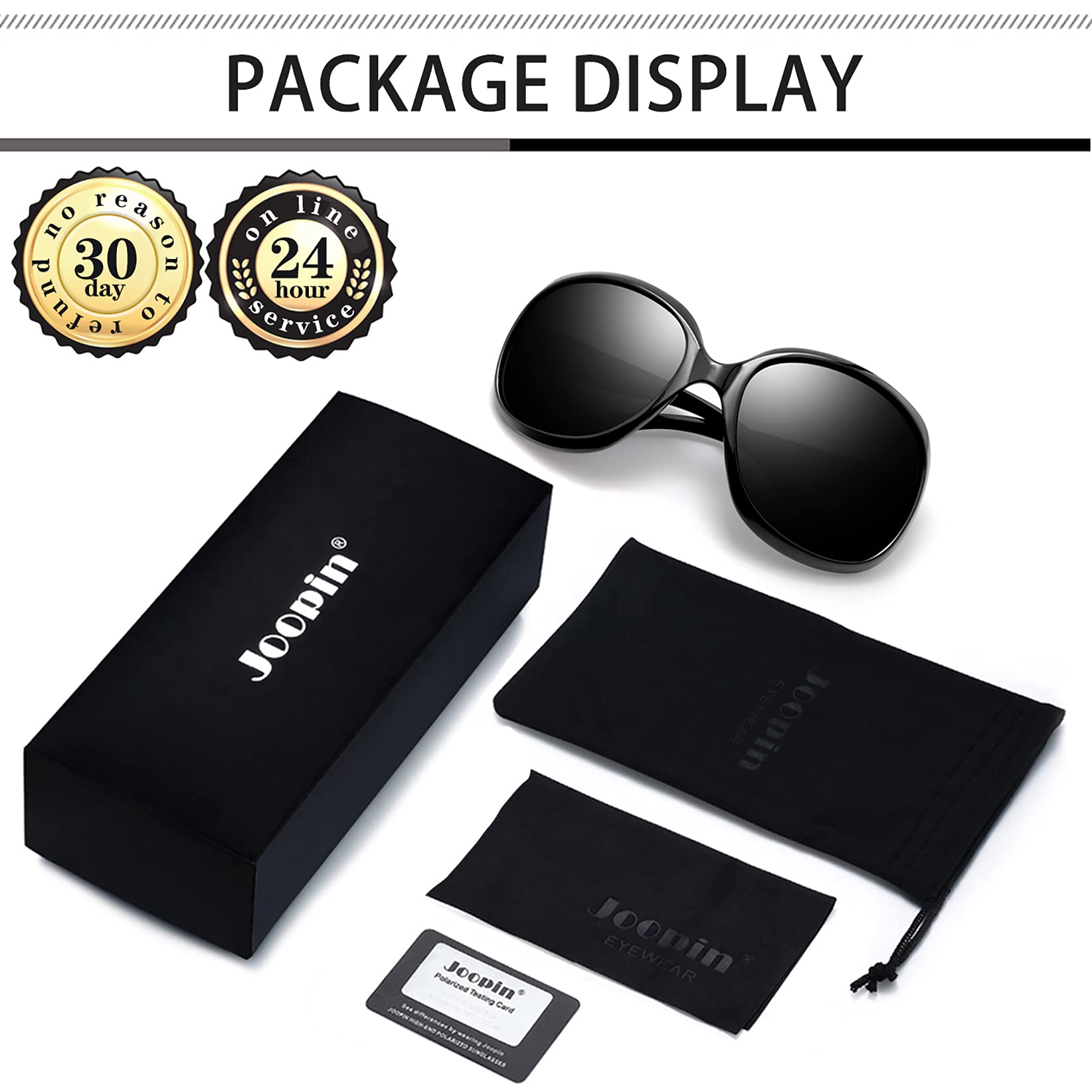 Foto 6 | Gafas de Sol Joopin Oversized Trendy Polarizadas Negras para Mujer - Venta Internacional
