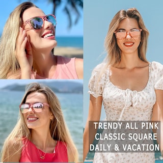 Foto 2 | Gafas de Sol Joopin Square All Pink Retro Sobredimensionadas Polarizadas - Venta Internacional