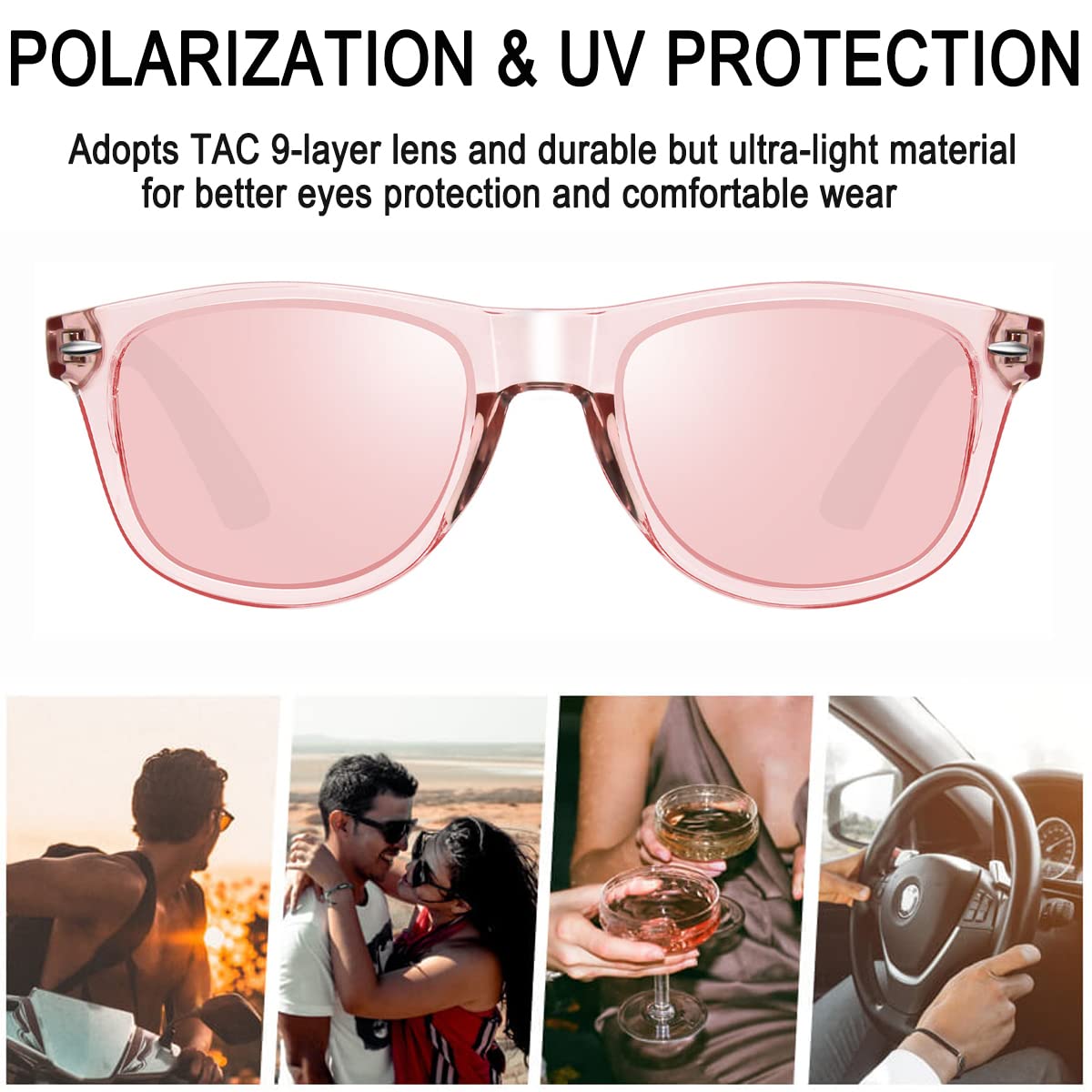 Foto 5 pulgar | Gafas de Sol Joopin Square All Pink Retro Sobredimensionadas Polarizadas - Venta Internacional