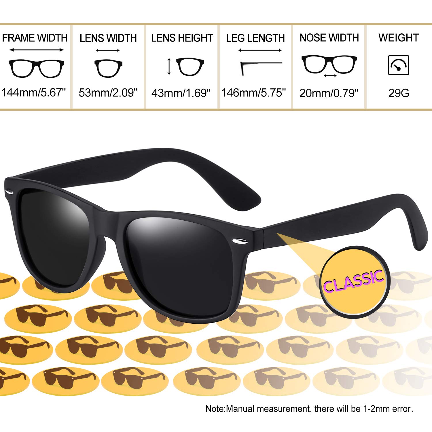 Foto 5 pulgar | Gafas de Sol Joopin Trendy Square Polarized UV400 All Black - Venta Internacional
