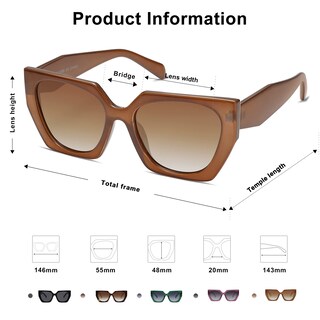 Foto 4 | Gafas de Sol Sojos Retro Square Cateye Polarizados Marrones para Mujer - Venta Internacional
