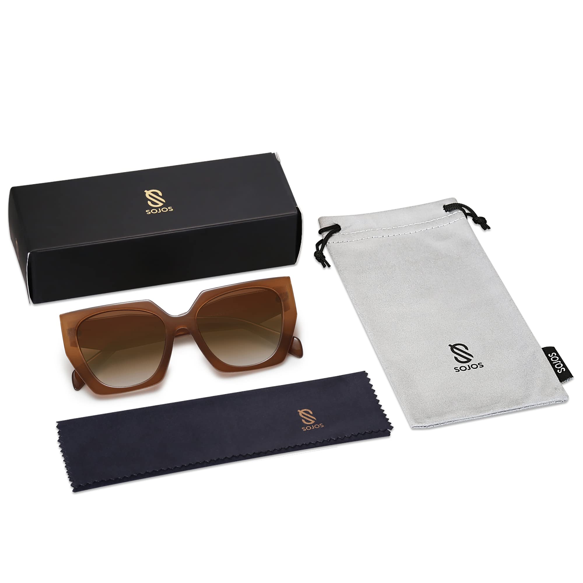 Foto 6 pulgar | Gafas de Sol Sojos Retro Square Cateye Polarizados Marrones para Mujer - Venta Internacional