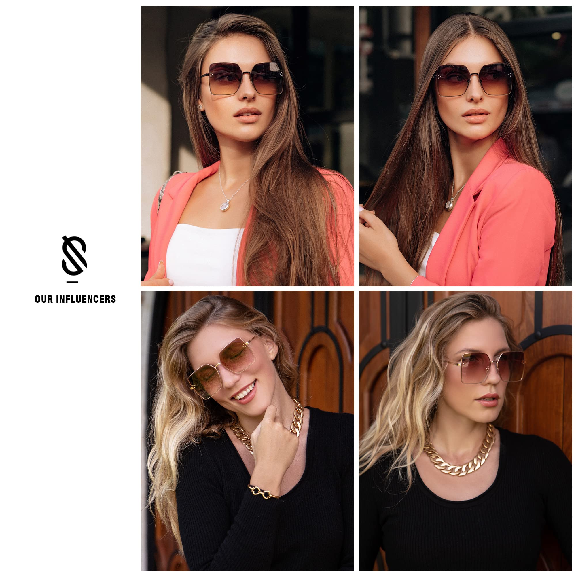 Foto 4 pulgar | Gafas De Sol Sojos Trendy Square Oversized Sj1170 Para Mujer - Venta Internacional.