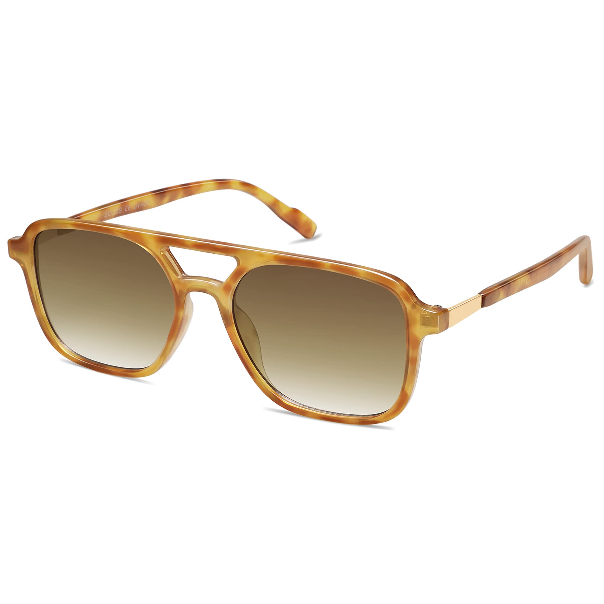 Gafas De Sol Sojos Retro Aviator Sj2202 Con Montura En Forma De Tortuga Amarilla - Venta Internacional.