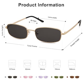 Foto 4 | Gafas De Sol Sojos Y2k Rectángulo Estrecho Sj1187 Dorado/gris Uv400 - Venta Internacional.