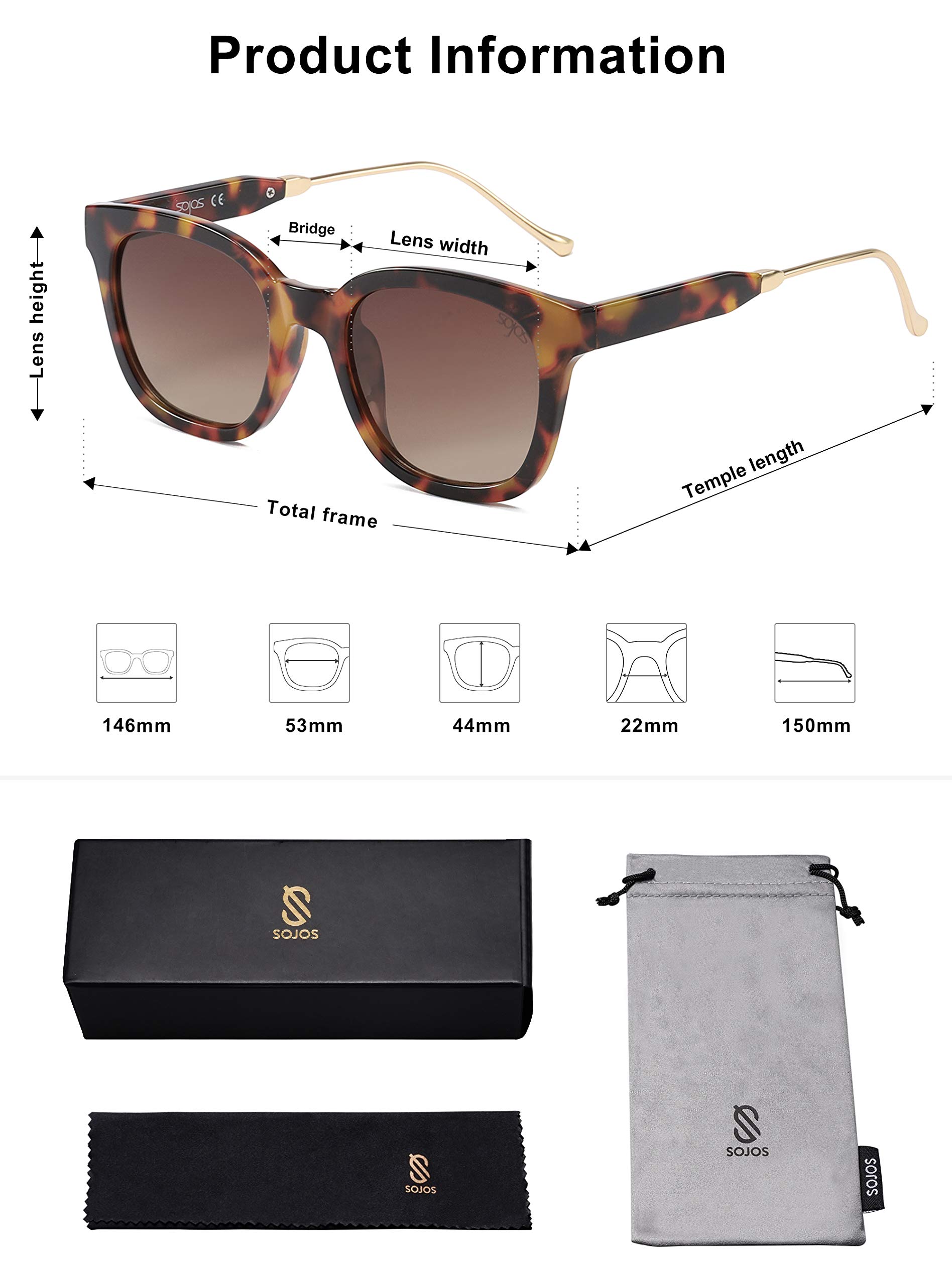 Foto 6 pulgar | Gafas De Sol Sojos Classic Square Polarized Uv400 Amber Tortoise - Venta Internacional.