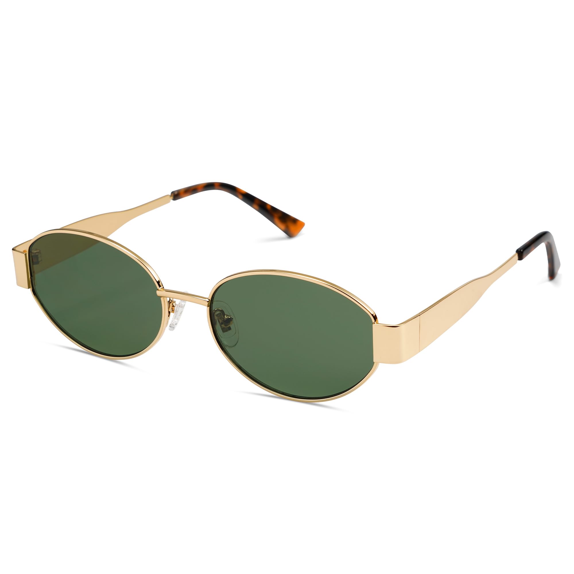 Gafas De Sol Sojos Retro Oval Sj1217 Con Lente Dorada/verde Uv400 - Venta Internacional.