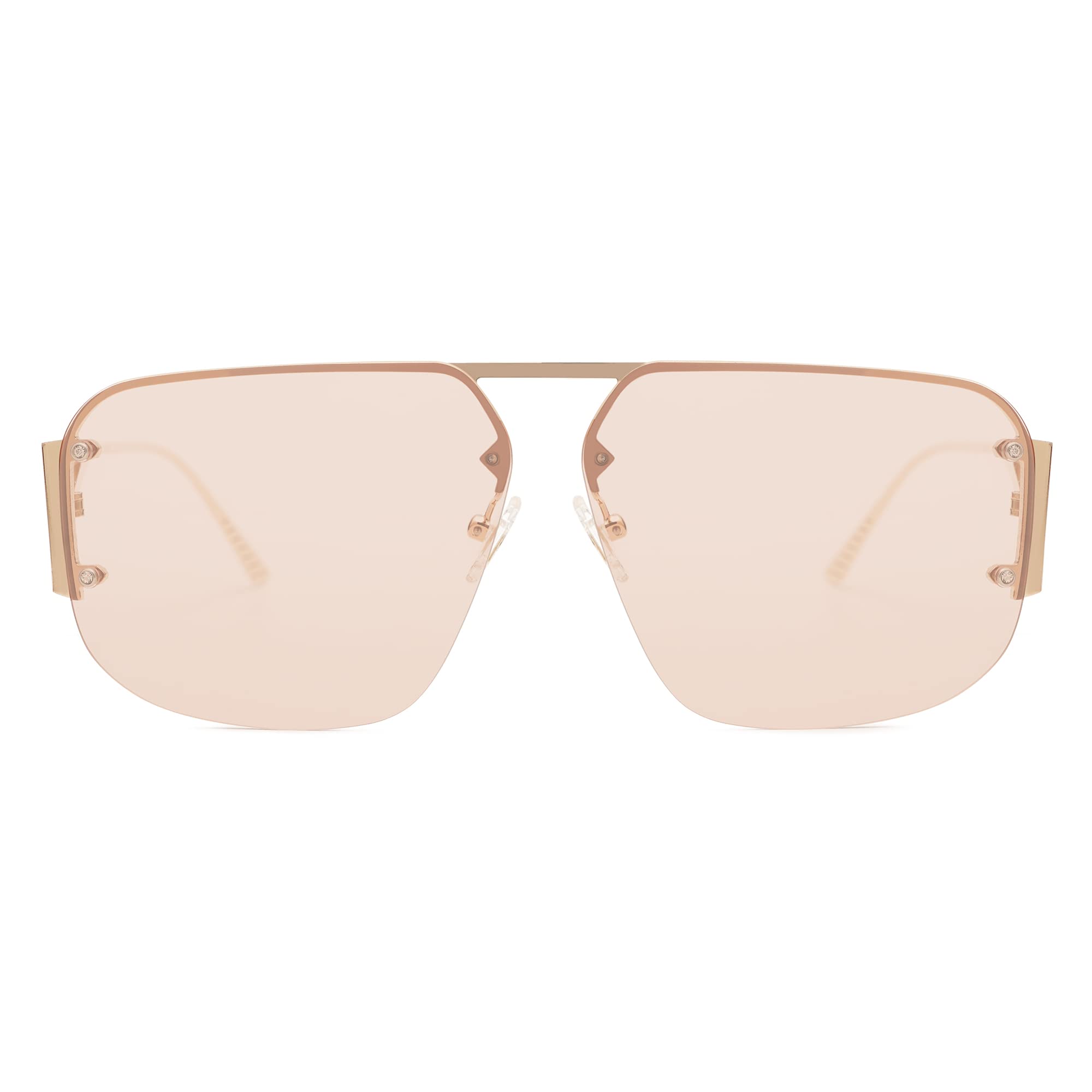 Gafas De Sol Sojos Aviator Sj1192 Retro Metal Sin Montura, Color Marrón - Venta Internacional.