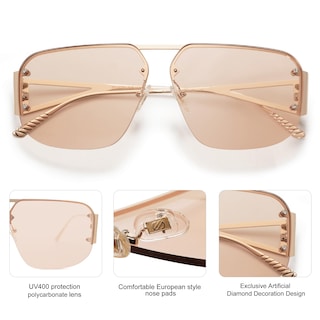 Foto 4 | Gafas De Sol Sojos Aviator Sj1192 Retro Metal Sin Montura, Color Marrón - Venta Internacional.