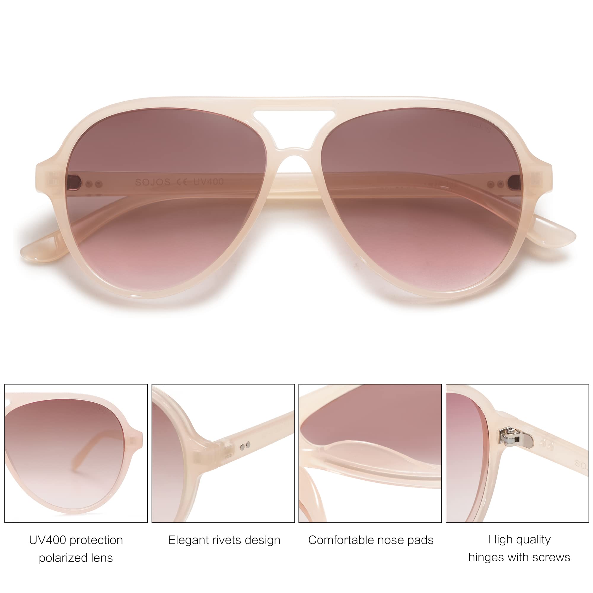 Foto 4 | Gafas De Sol Sojos Classic Polarized Aviator Sj2201 Rosa/marrón - Venta Internacional.