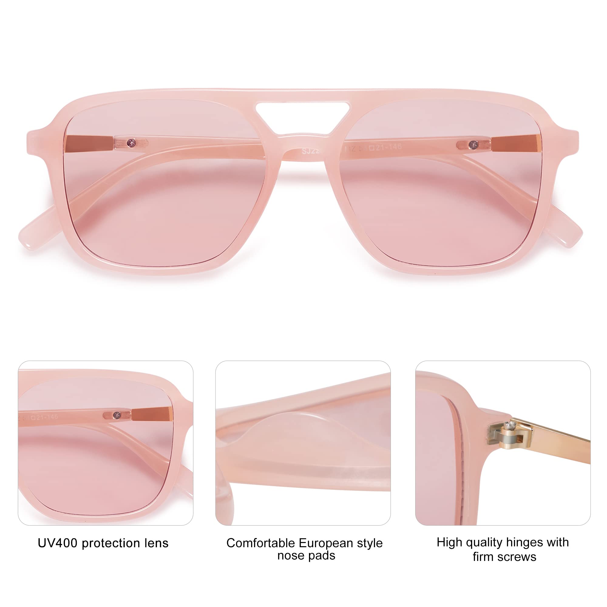 Foto 5 pulgar | Gafas de Sol Sojos Retro Aviator Sj2202 Milky Pink para Mujeres Y Hombres - Venta Internacional