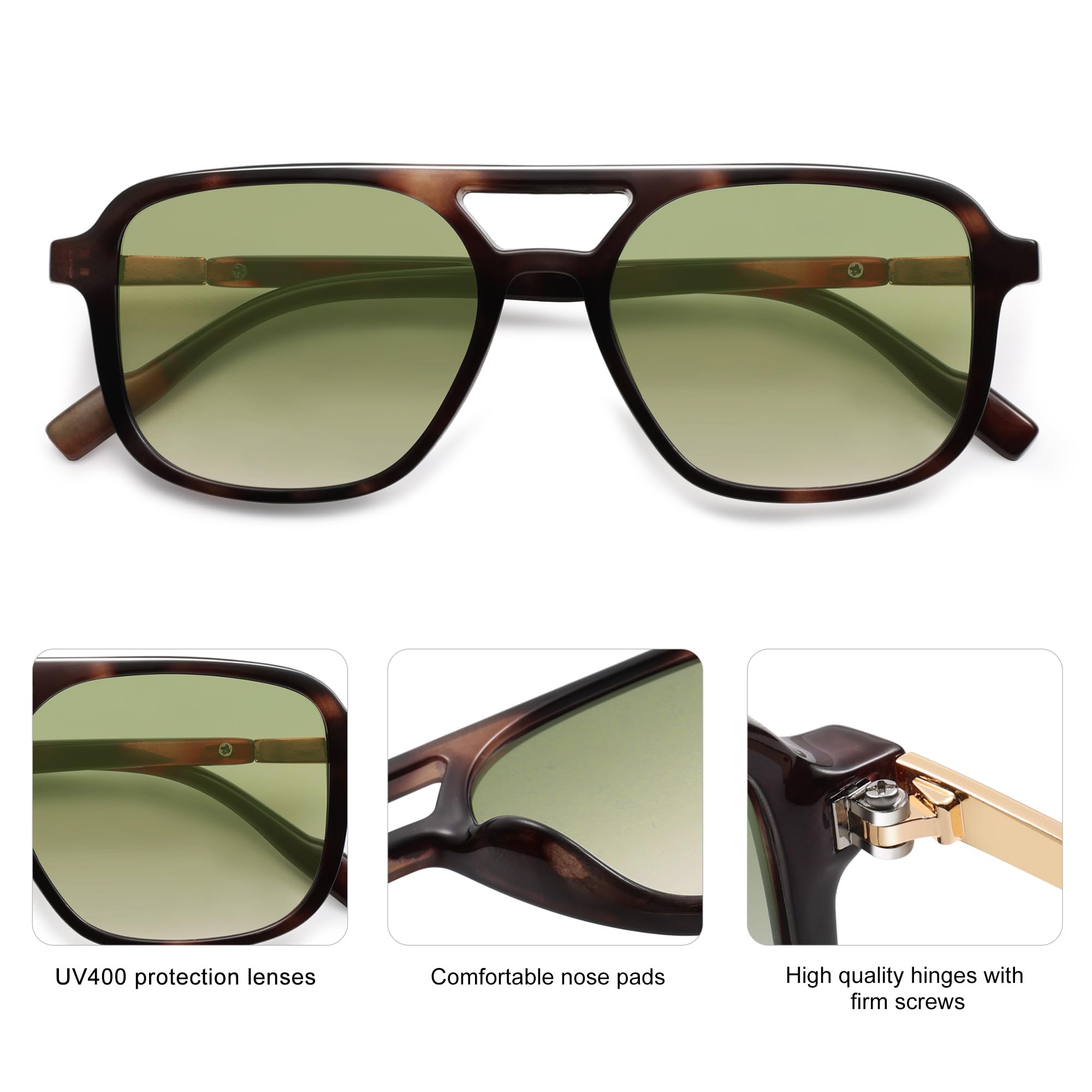 Foto 5 pulgar | Gafas de Sol Sojos Retro Aviator Sj2202 Leopard Green para Mujeres Y Hombres - Venta Internacional