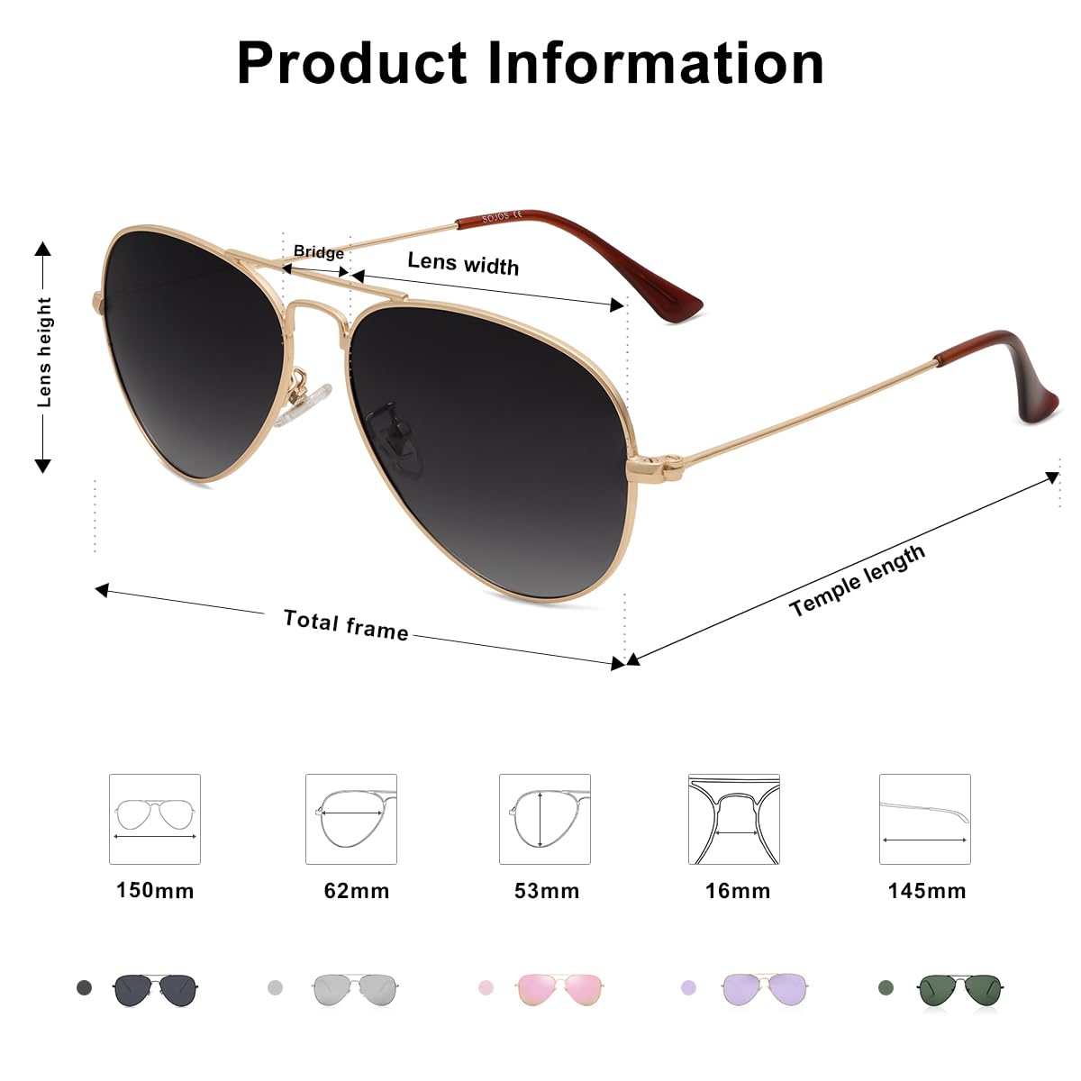 Foto 4 pulgar | Gafas de Sol Sojos Classic Aviator Polarizadas para Hombre Y Mujer - Venta Internacional