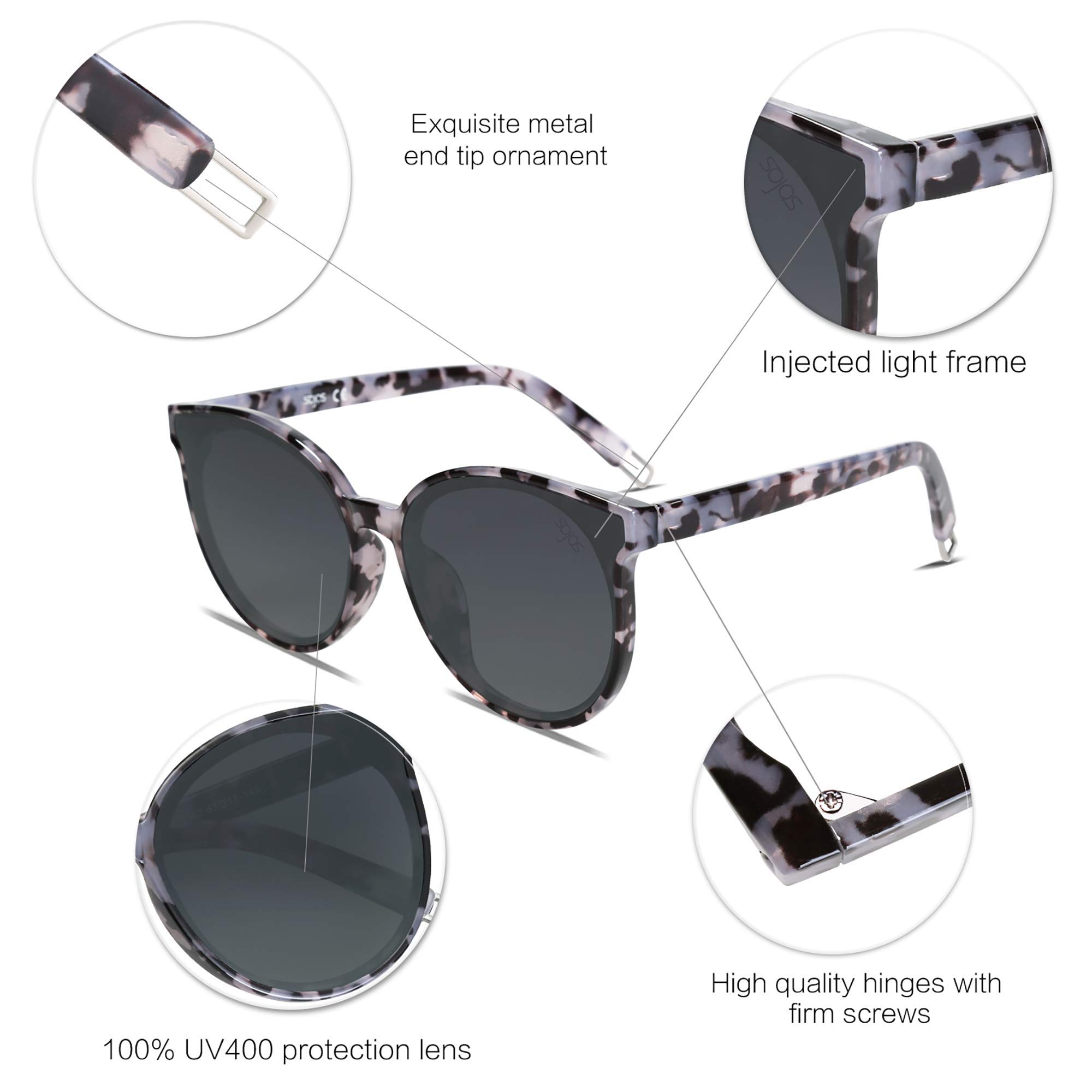 Foto 4 | Gafas de Sol Redondas SOJOS SJ2057 Negro Mármol/Grises con Protección UV400 - Venta Internacional