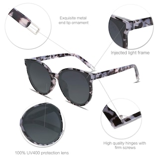 Foto 4 | Gafas de Sol Redondas SOJOS SJ2057 Negro Mármol/Grises con Protección UV400 - Venta Internacional