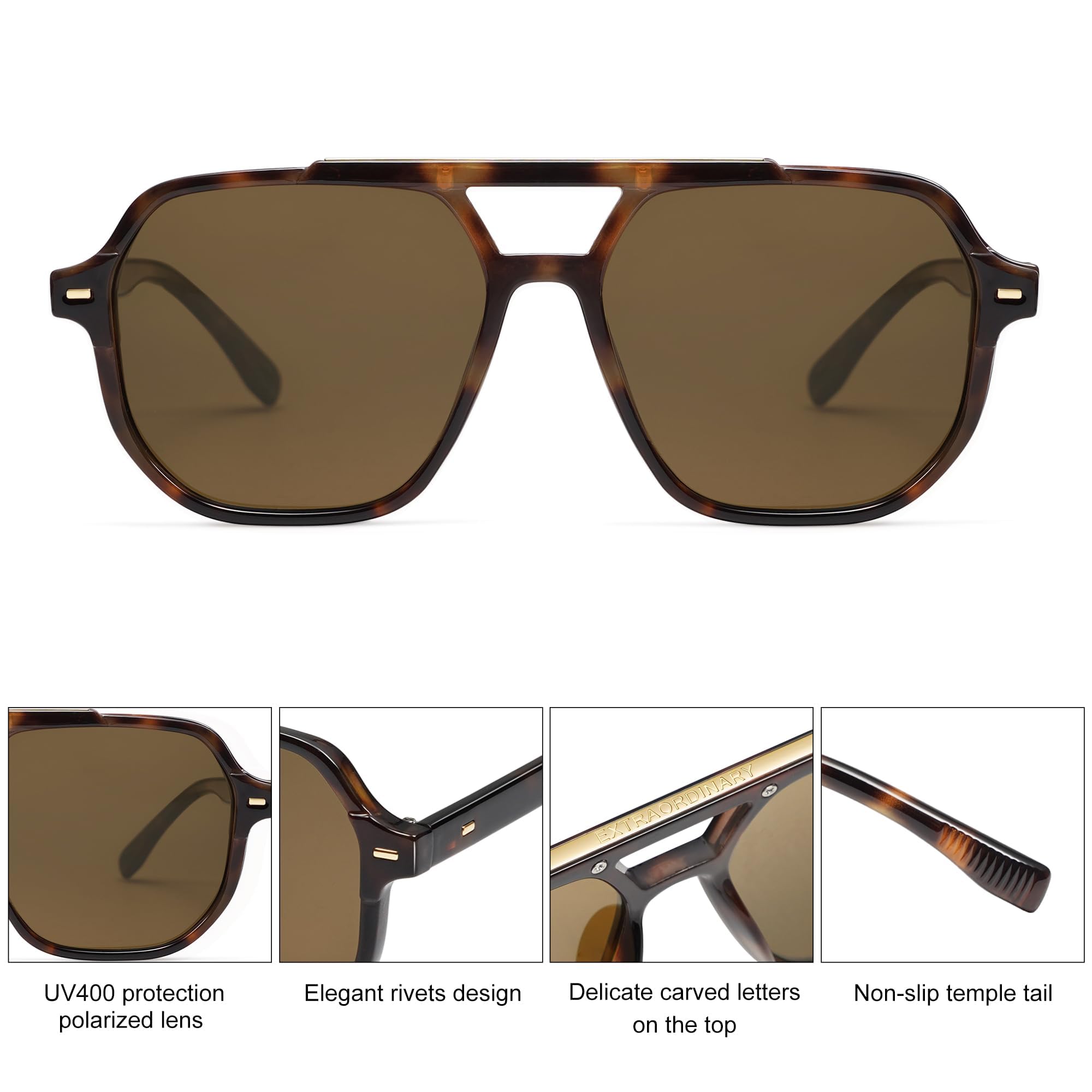 Foto 5 pulgar | Gafas de Sol Sojos Retro Aviator Polarized Tortoise Unisex - Venta Internacional