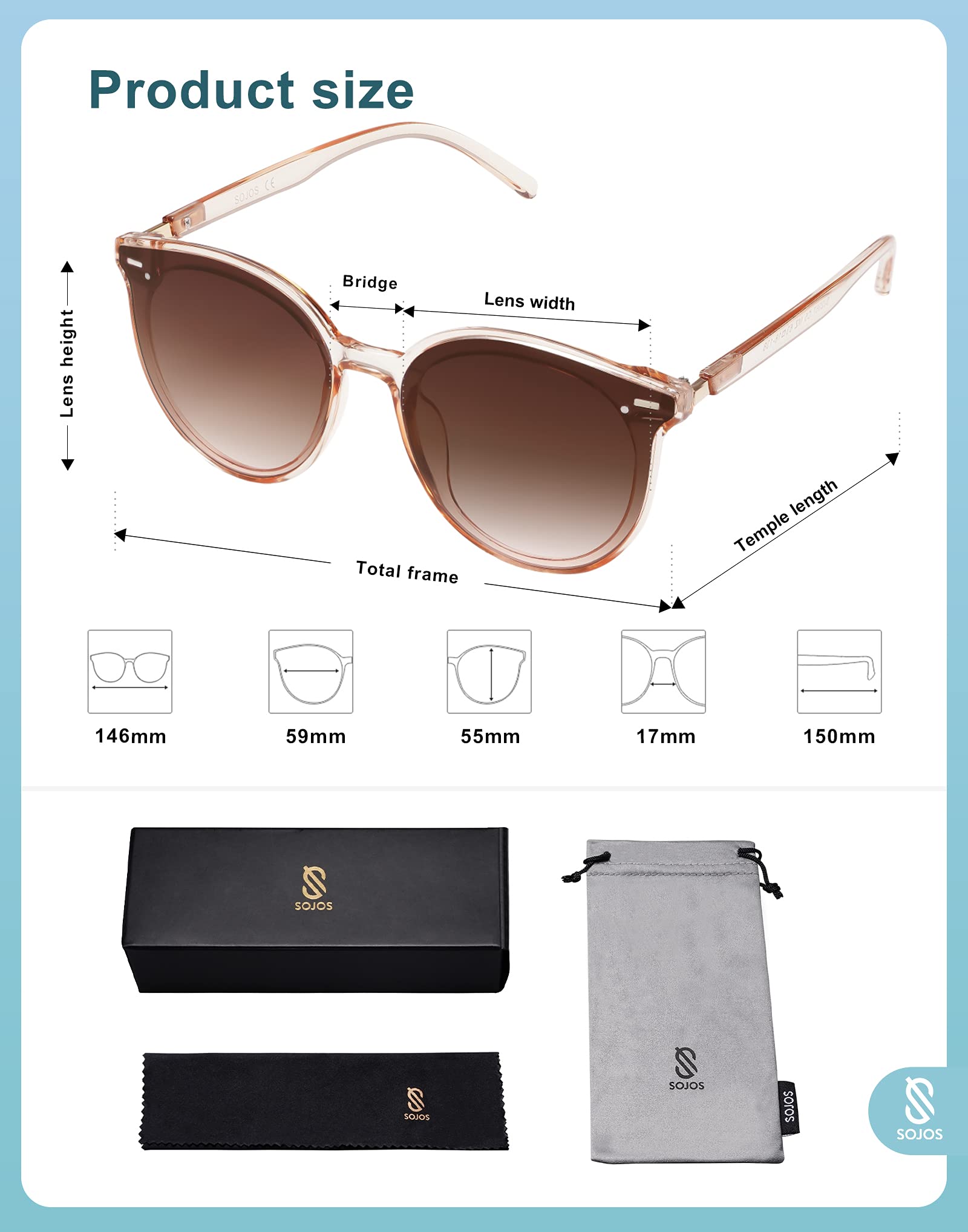Foto 5 | Lentes de Sol Sojos Classic Round SJ2067 Marrones - Venta Internacional