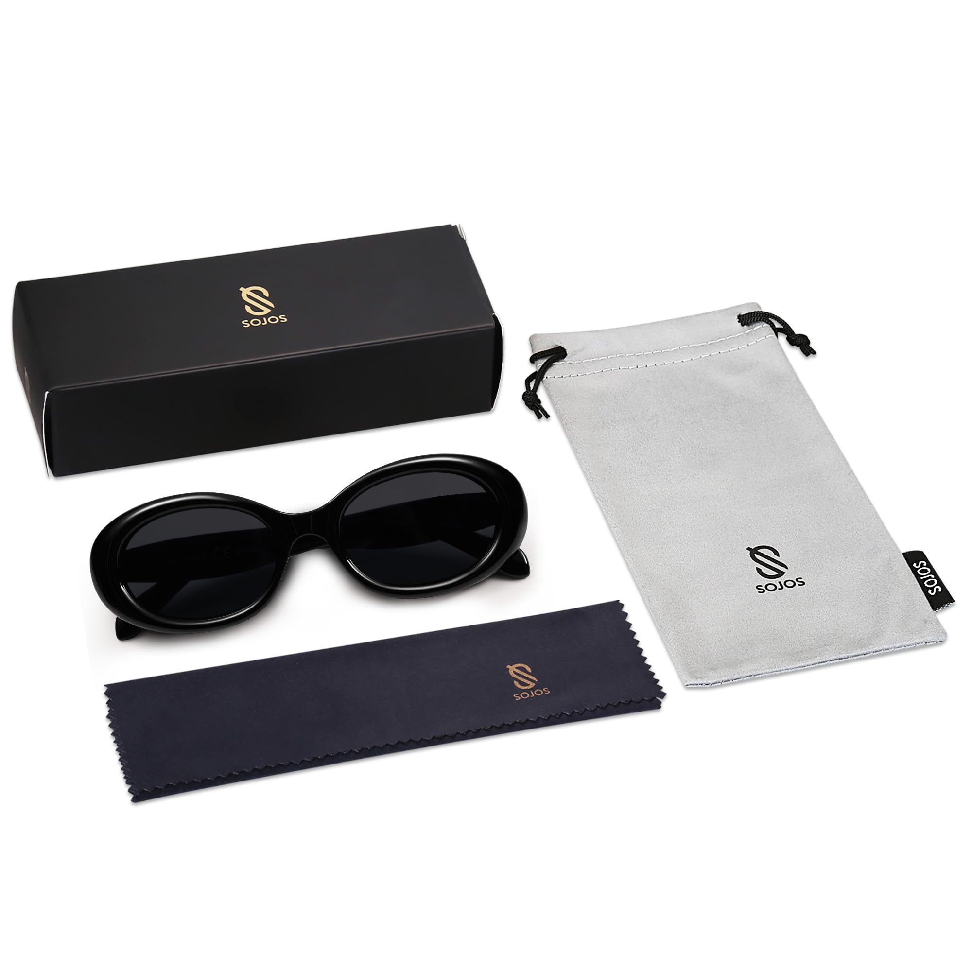 Foto 5 | Gafas de Sol Sojos Retro Ovaladas Polarizadas Negro Unisex - Venta Internacional