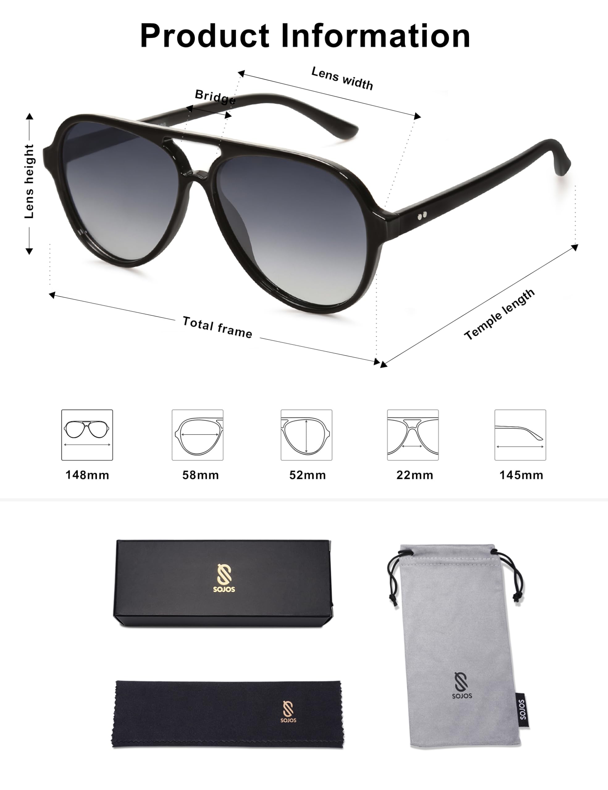 Foto 6 pulgar | Lentes de Sol Sojos Aviator SJ2201 Polarizadas Unisex - Venta Internacional
