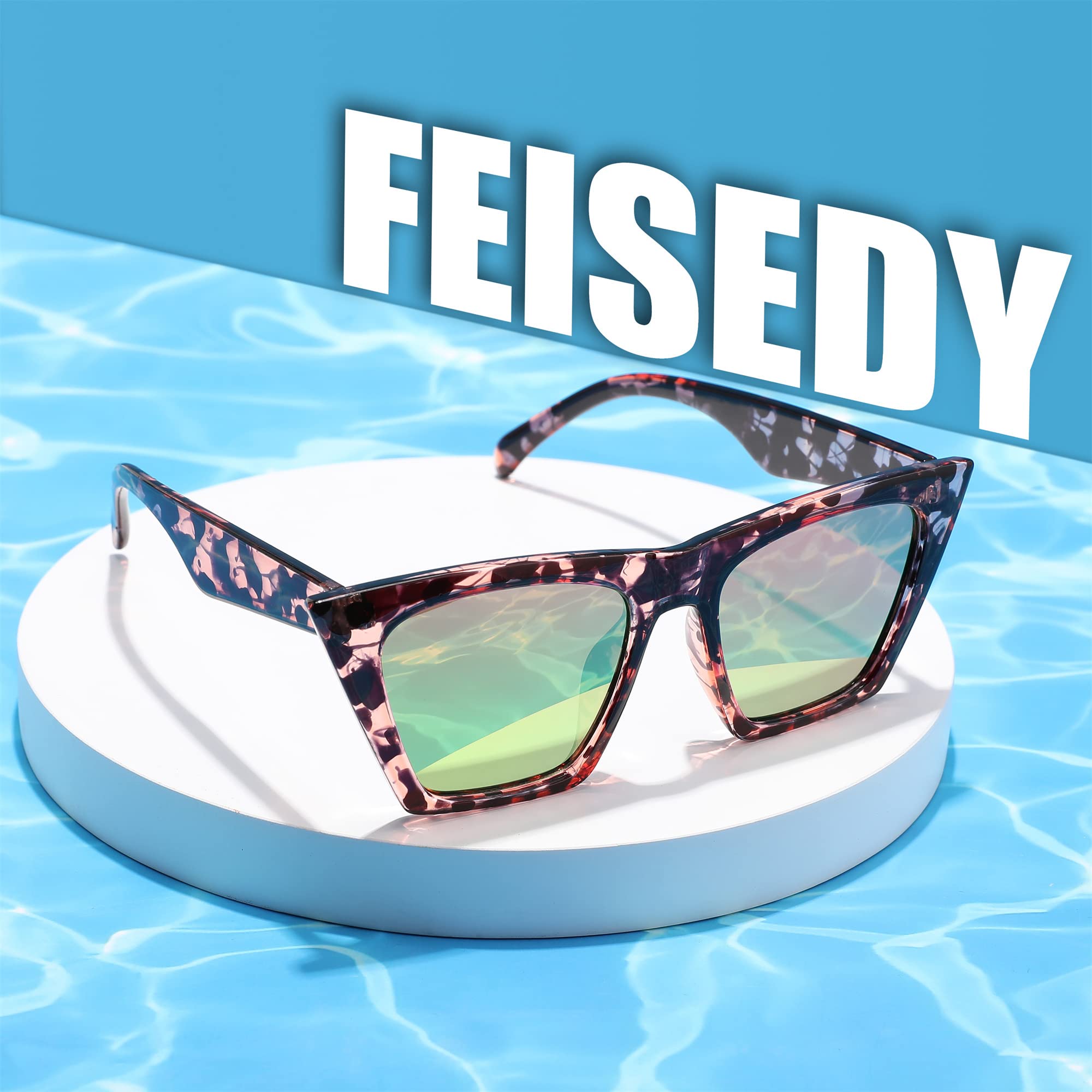 Foto 6 | Gafas De Sol Feisedy Trendy Vintage Square Cat Eye Uv400 B2473 - Venta Internacional.