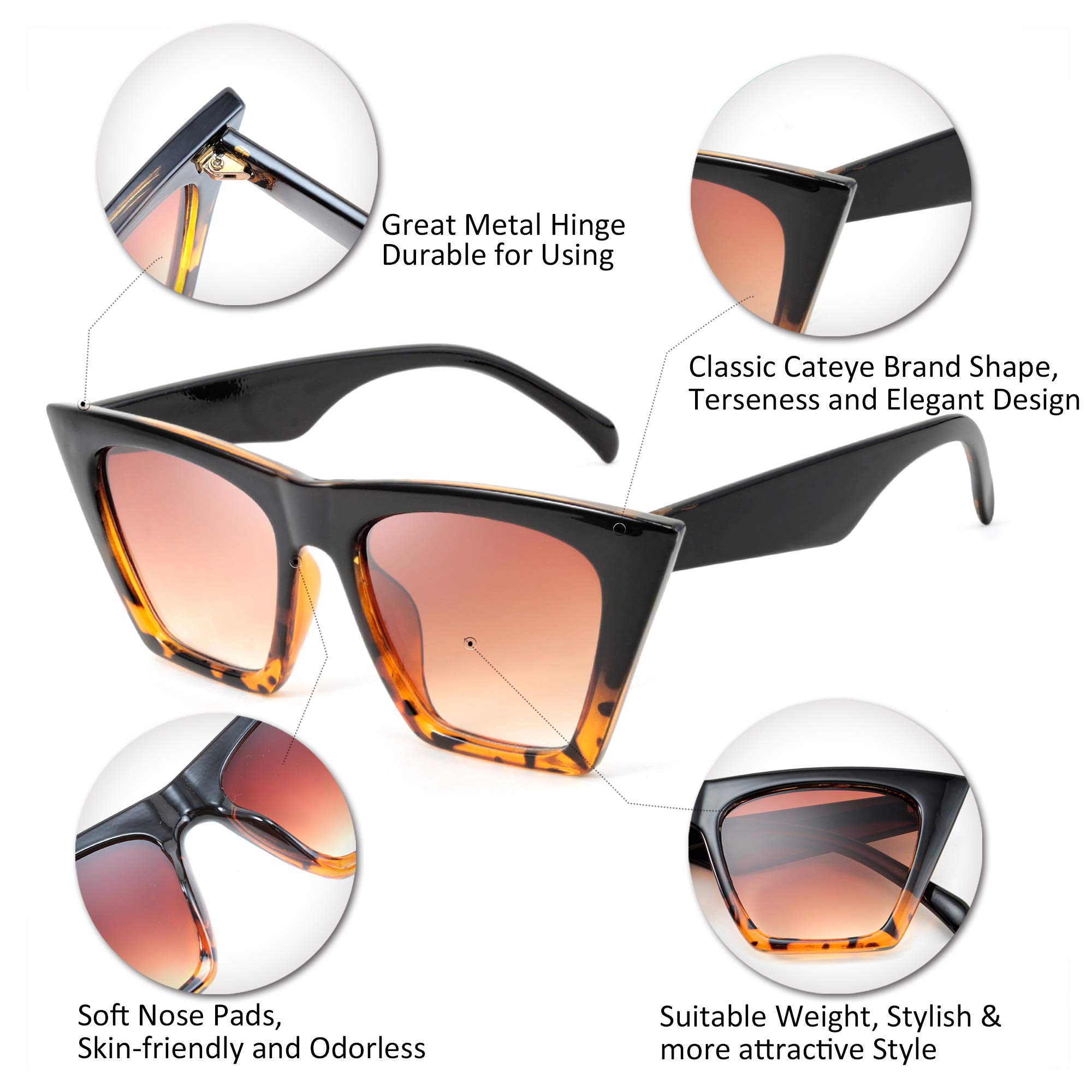 Foto 4 pulgar | Gafas De Sol Feisedy Vintage Square Cat Eye B2473 Para Mujer - Venta Internacional.