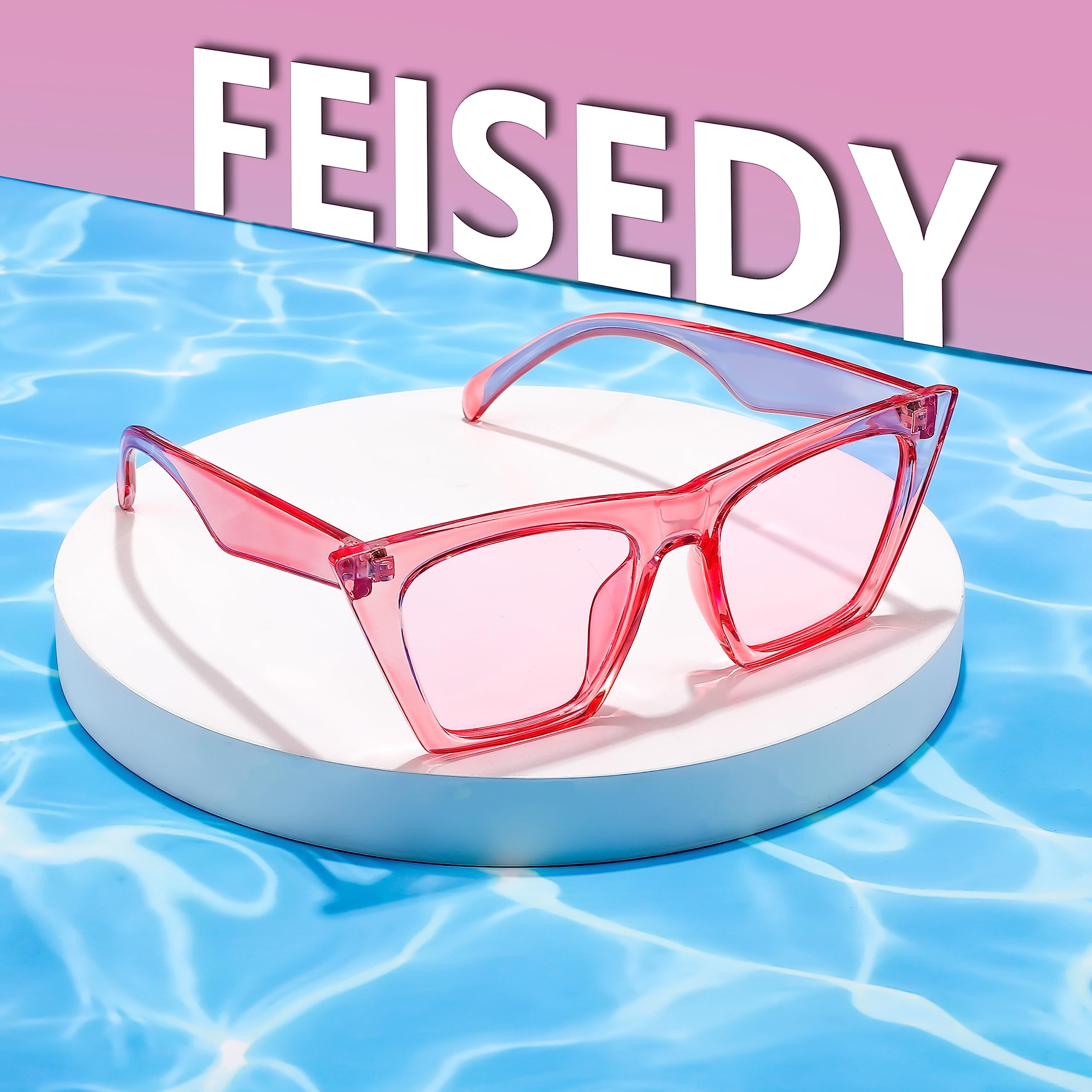 Foto 7 pulgar | Gafas De Sol Feisedy Vintage Square Cat Eye Uv400 B2473 Para Mujer - Venta Internacional.