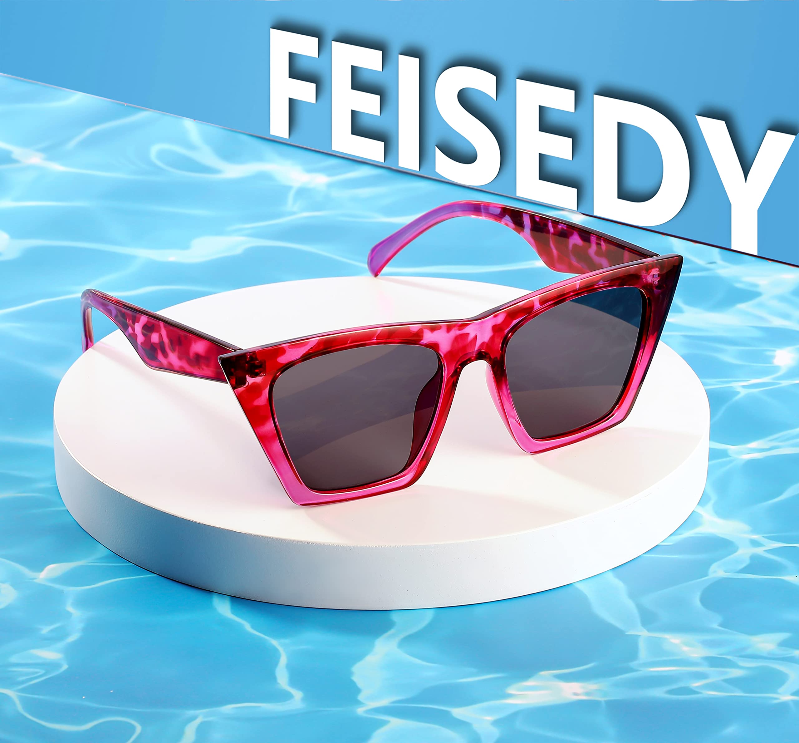 Foto 5 pulgar | Gafas De Sol Feisedy Vintage Square Cat Eye B2473 Para Mujer - Venta Internacional.