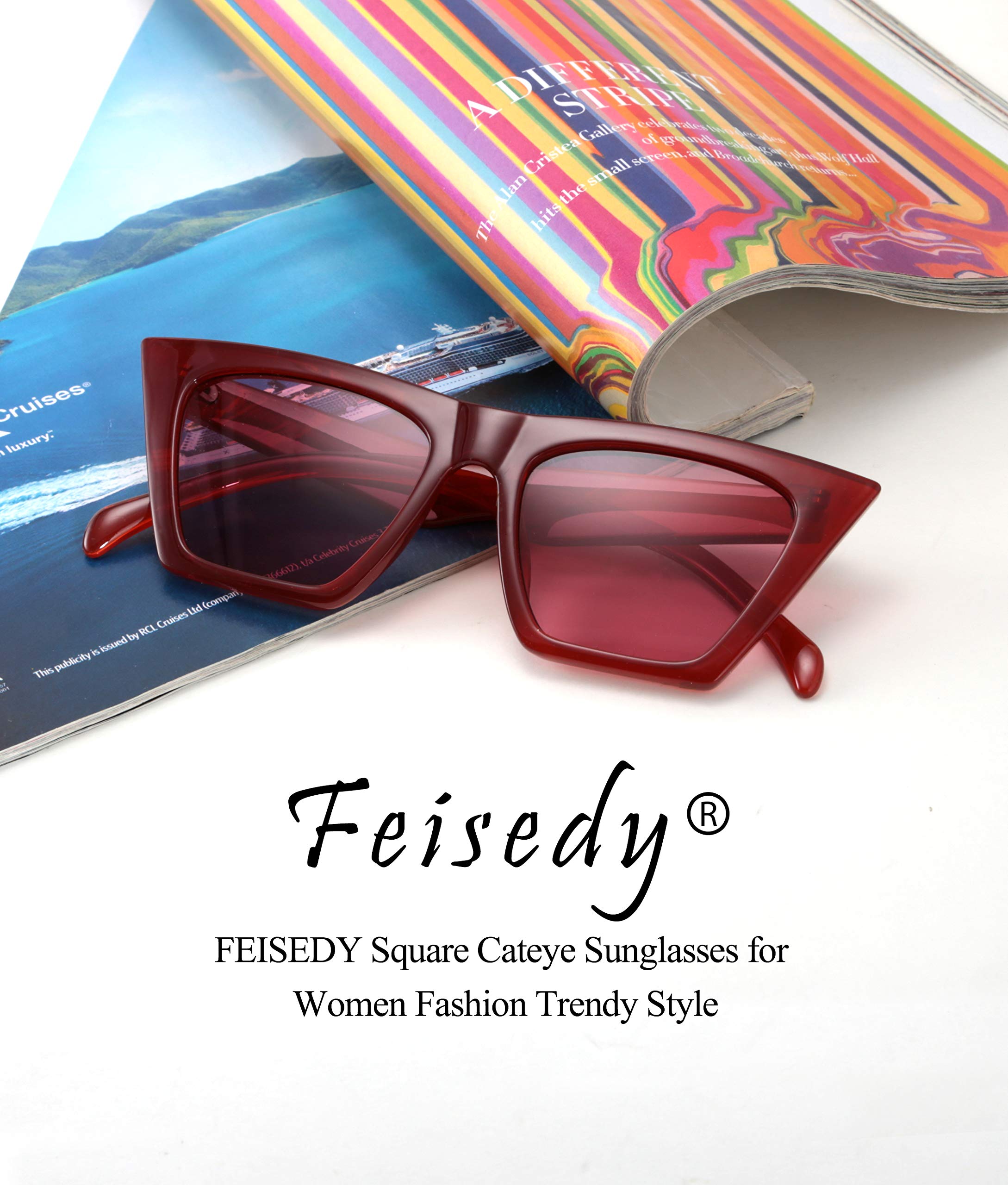 Foto 6 pulgar | Gafas De Sol Feisedy Vintage Square Cat Eye B2473 Para Mujer - Venta Internacional.