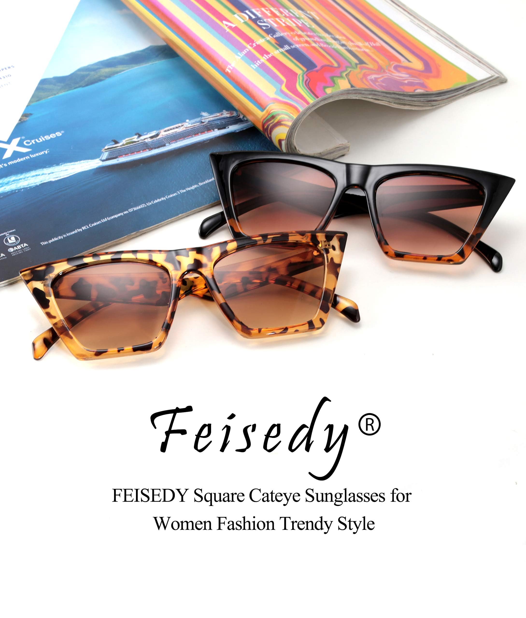 Foto 5 pulgar | Gafas De Sol Feisedy Vintage Square Cat Eye B2473 Para Mujer - Venta Internacional.