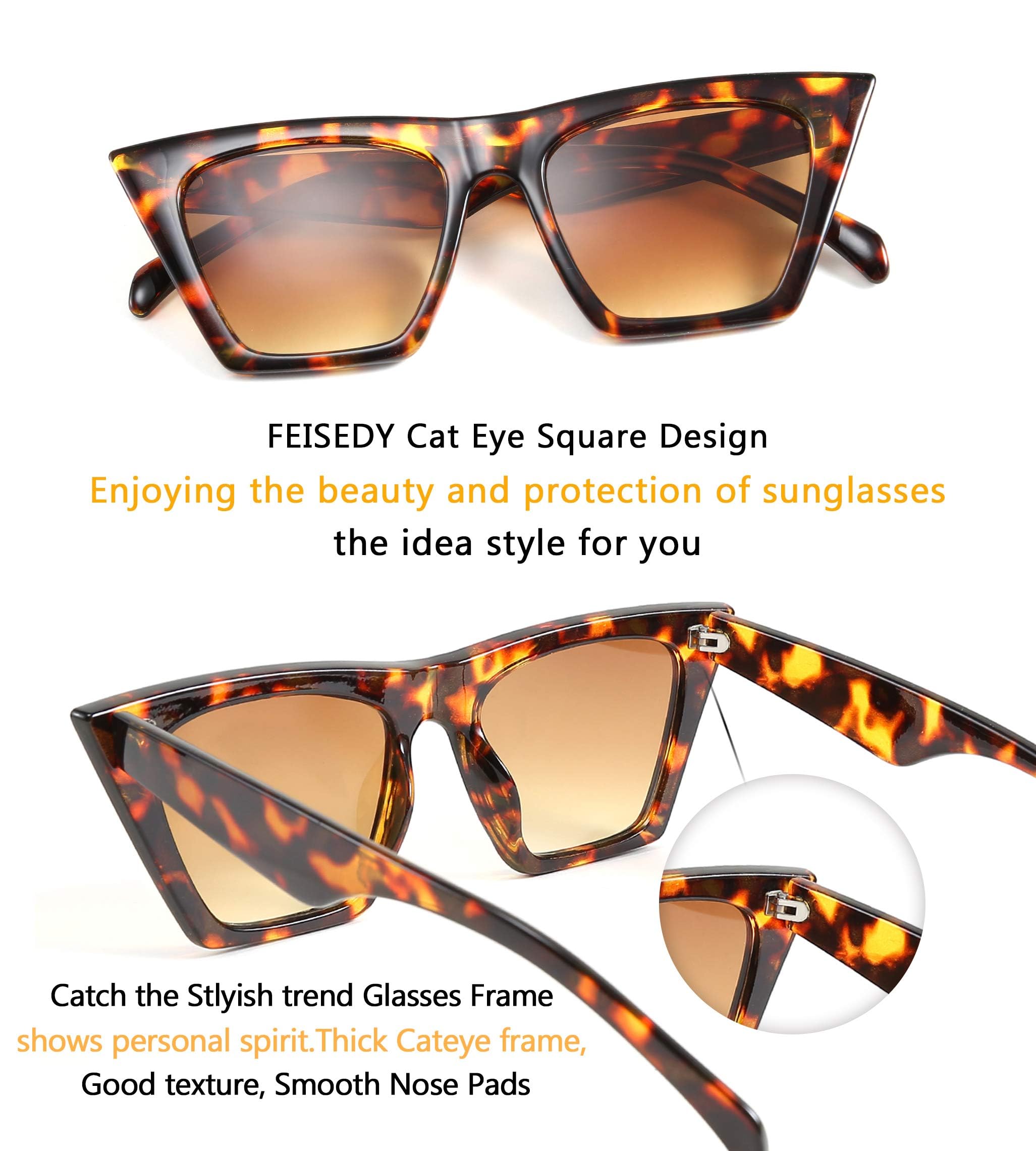 Foto 6 pulgar | Gafas De Sol Feisedy Vintage Square Cat Eye B2473 Para Mujer - Venta Internacional.