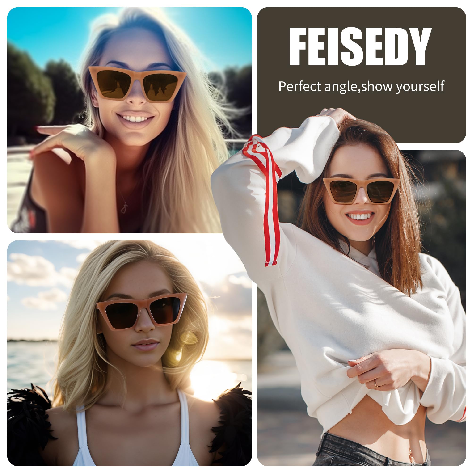 Foto 4 pulgar | Gafas De Sol Feisedy Vintage Square Cat Eye B2473 Para Mujer - Venta Internacional.