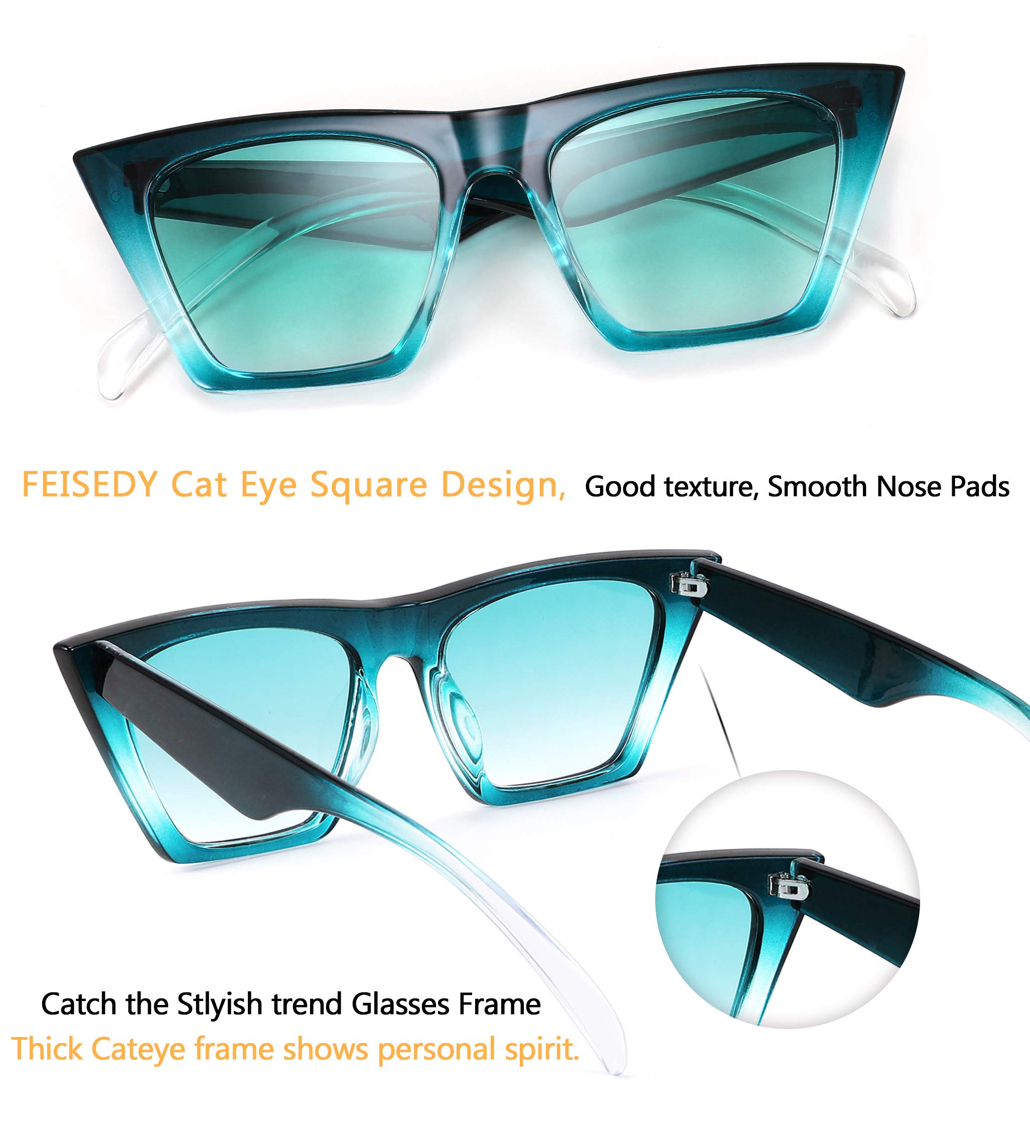 Foto 4 pulgar | Gafas De Sol Feisedy Vintage Square Cat Eye B2473 Para Mujer - Venta Internacional.