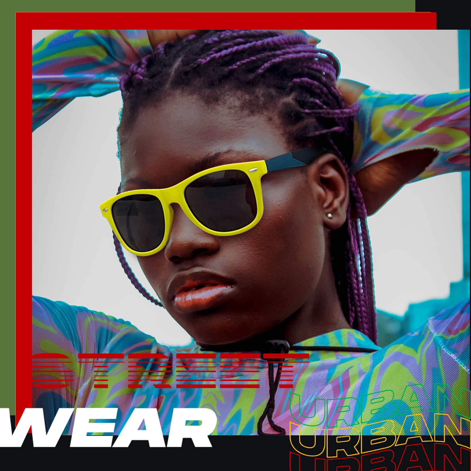 Foto 2 | Gafas de Sol Joopin Trendy Square Polarized Uv400 Verde Limón - Venta Internacional