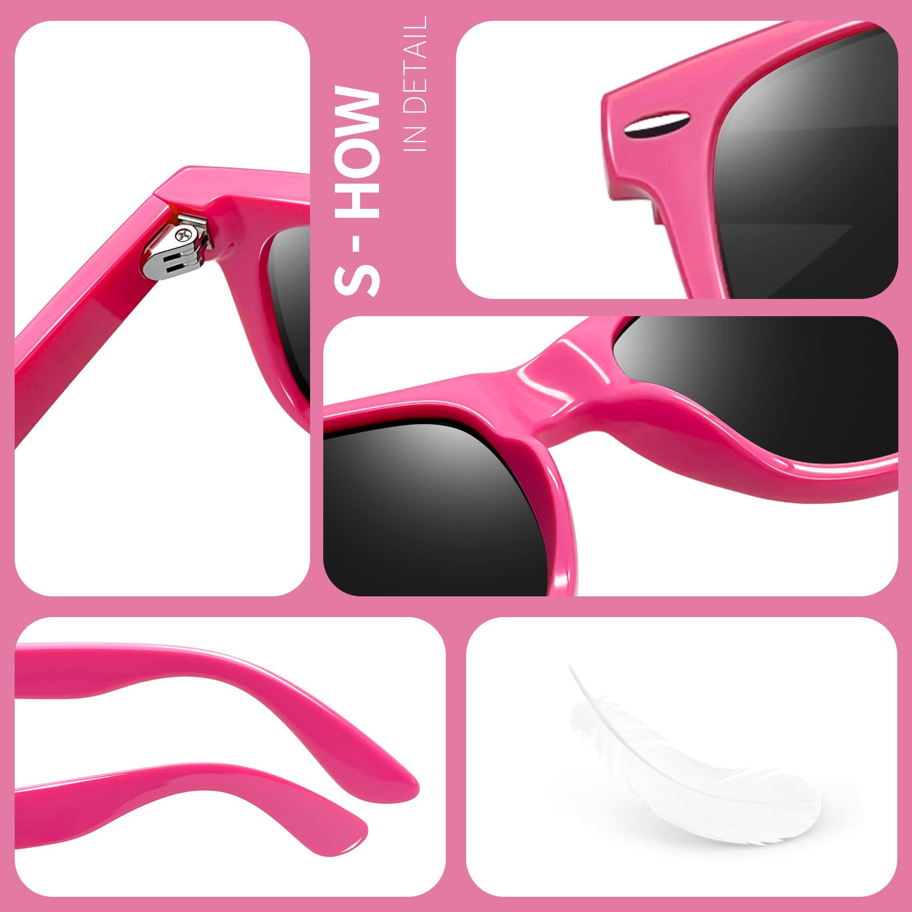 Foto 6 pulgar | Gafas de Sol Joopin Square Polarized Uv400 Protection Rosa - Venta Internacional