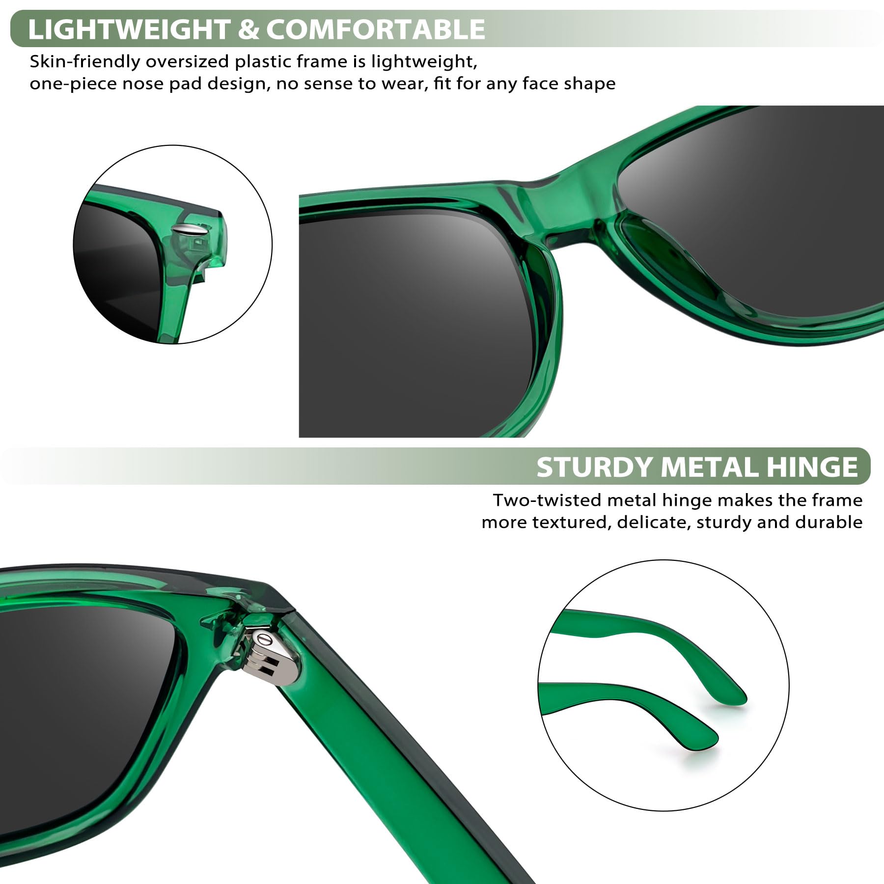 Foto 6 pulgar | Gafas de Sol Joopin Square Oversized Polarized Uv400 Verde - Venta Internacional