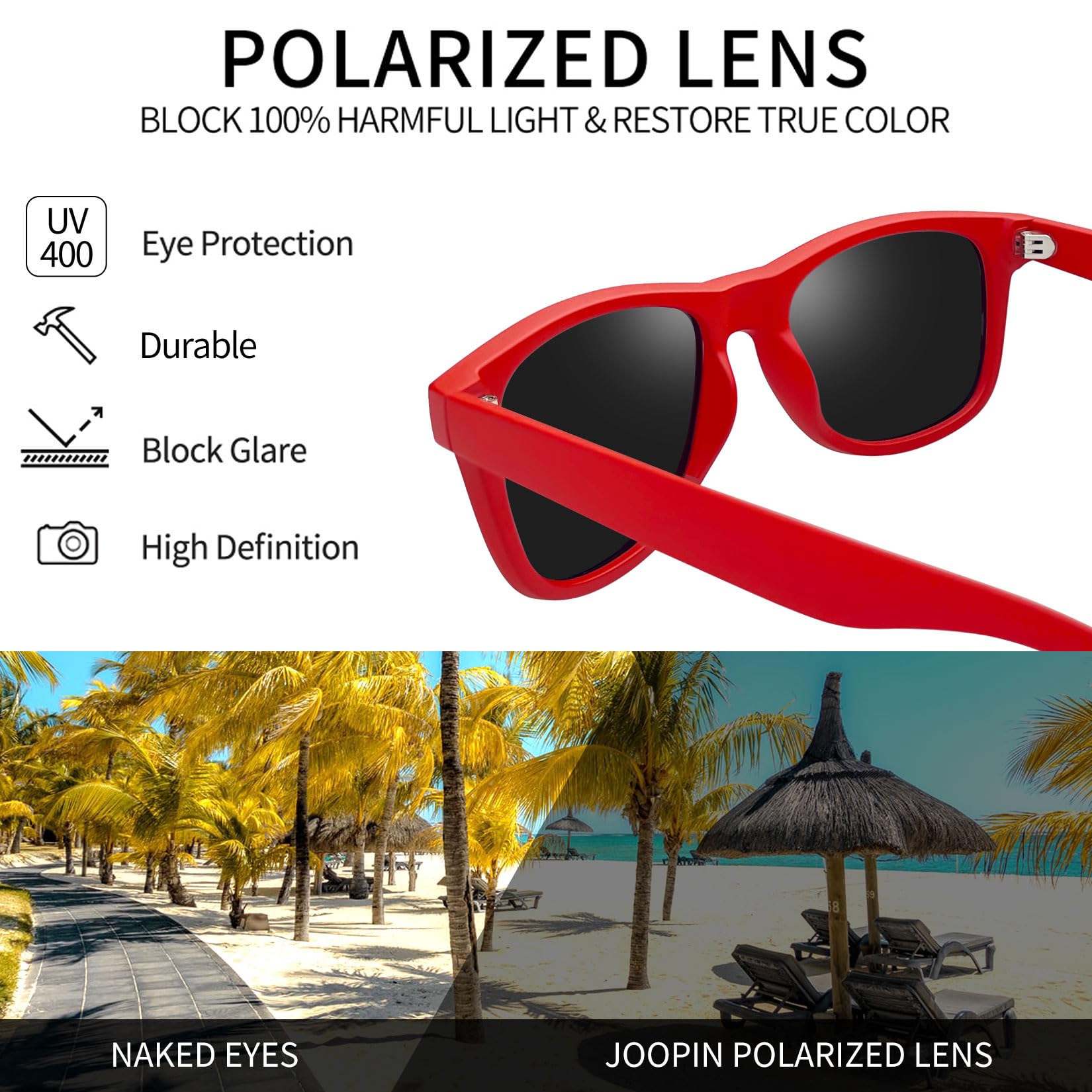 Foto 4 pulgar | Lentes de Sol Joopin Rojos Unisex-Venta Internacional