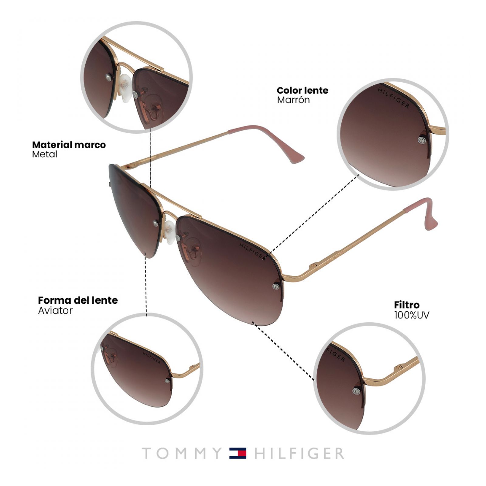 Foto 3 pulgar | Lentes de Sol Tommy Hilfiger Outlook para Mujer