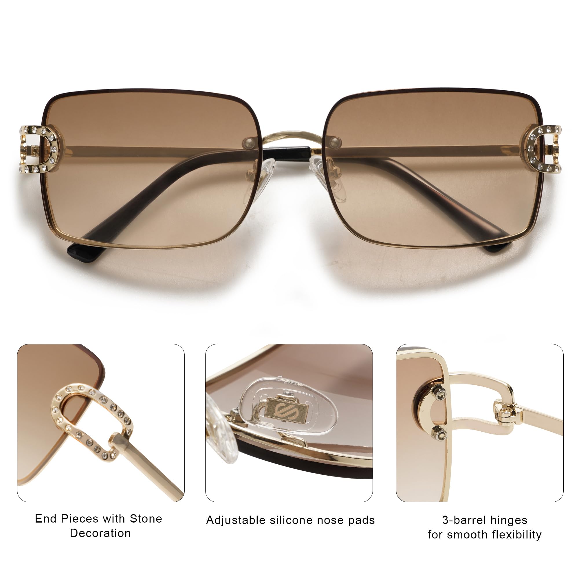 Foto 5 pulgar | Gafas De Sol Sojos Vintage Rectangle Sj1178 Para Mujer, Color Dorado - Venta Internacional.
