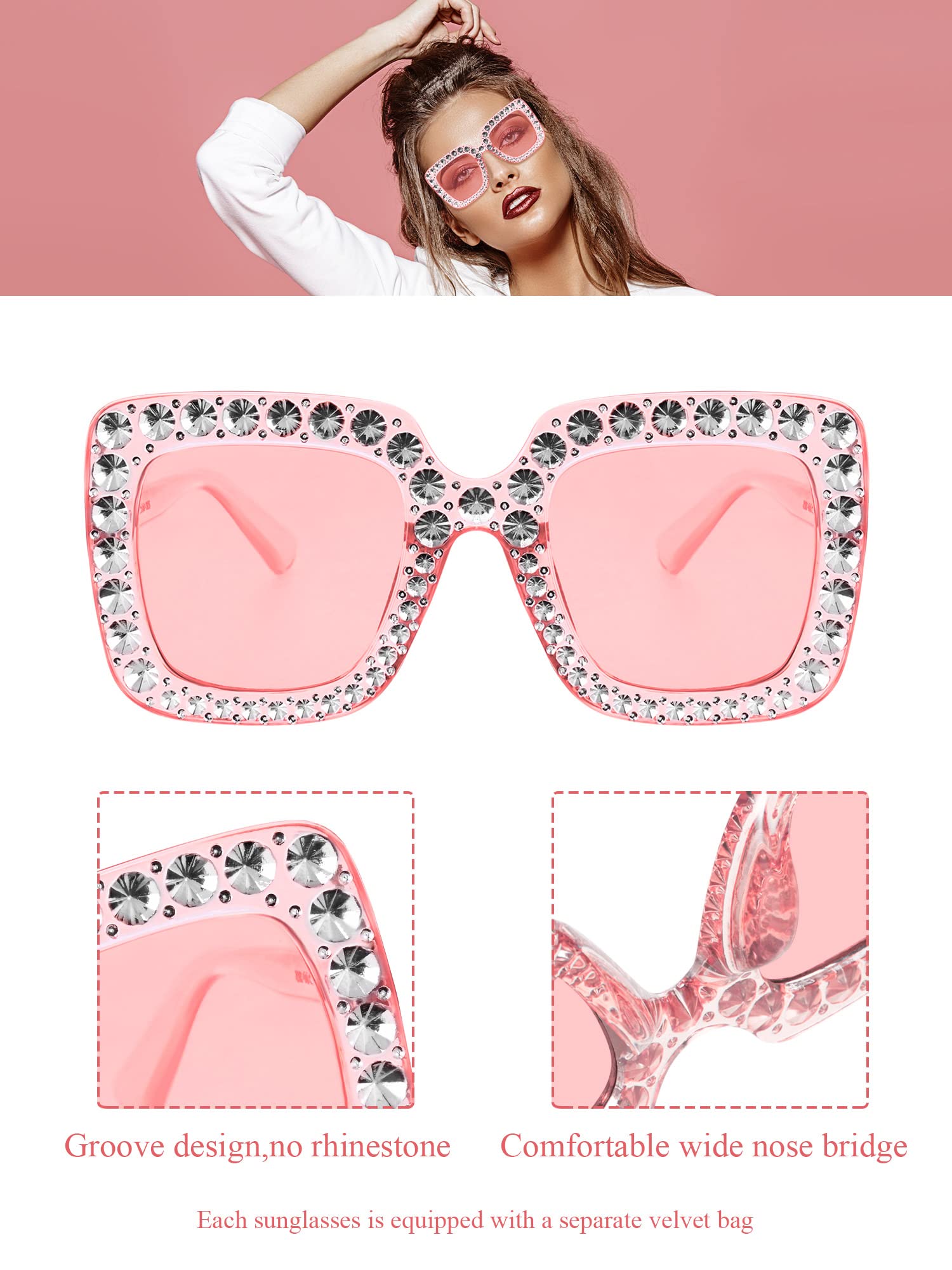 Foto 3 pulgar | Gafas De Sol Frienda Oversize Square Sparkling Para Mujer X2 - Venta Internacional.