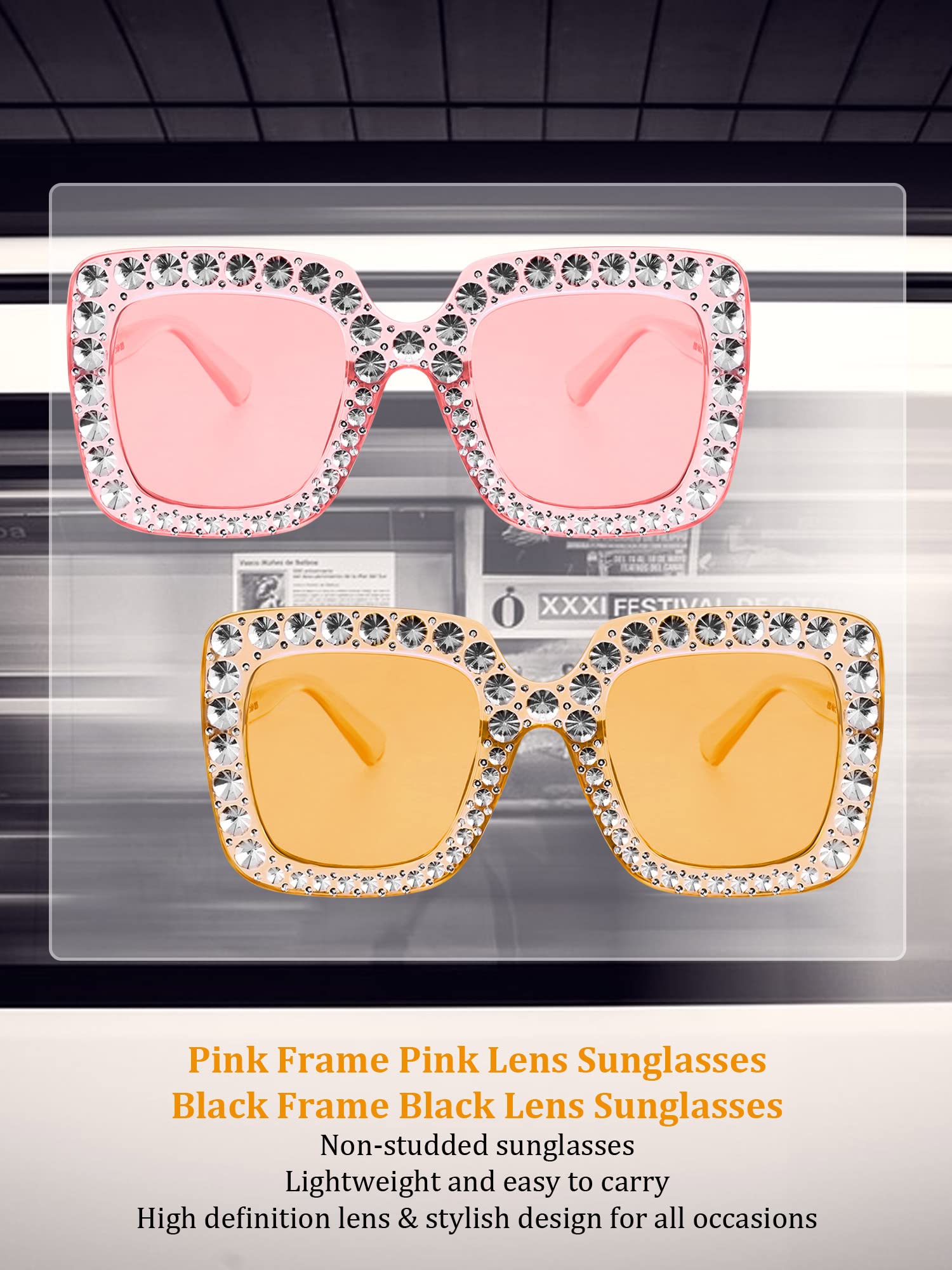 Foto 5 pulgar | Gafas De Sol Frienda Oversize Square Sparkling Para Mujer X2 - Venta Internacional.