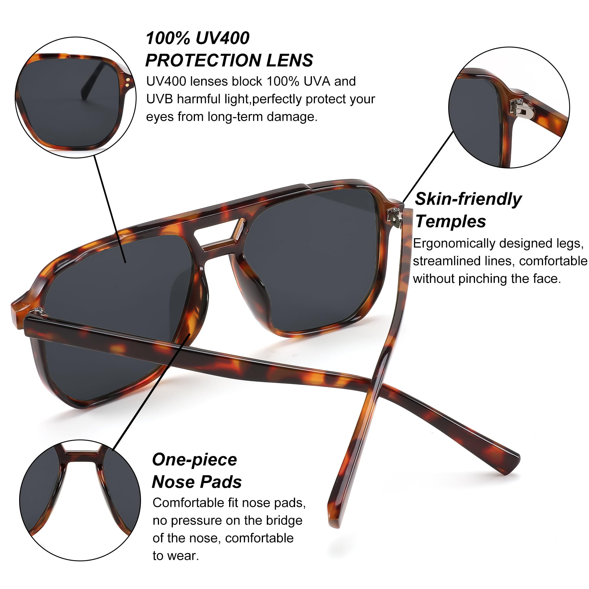 Foto 5 pulgar | Gafas De Sol Feisedy Retro Square Aviator 70s Uv400 B2835 - Venta Internacional.