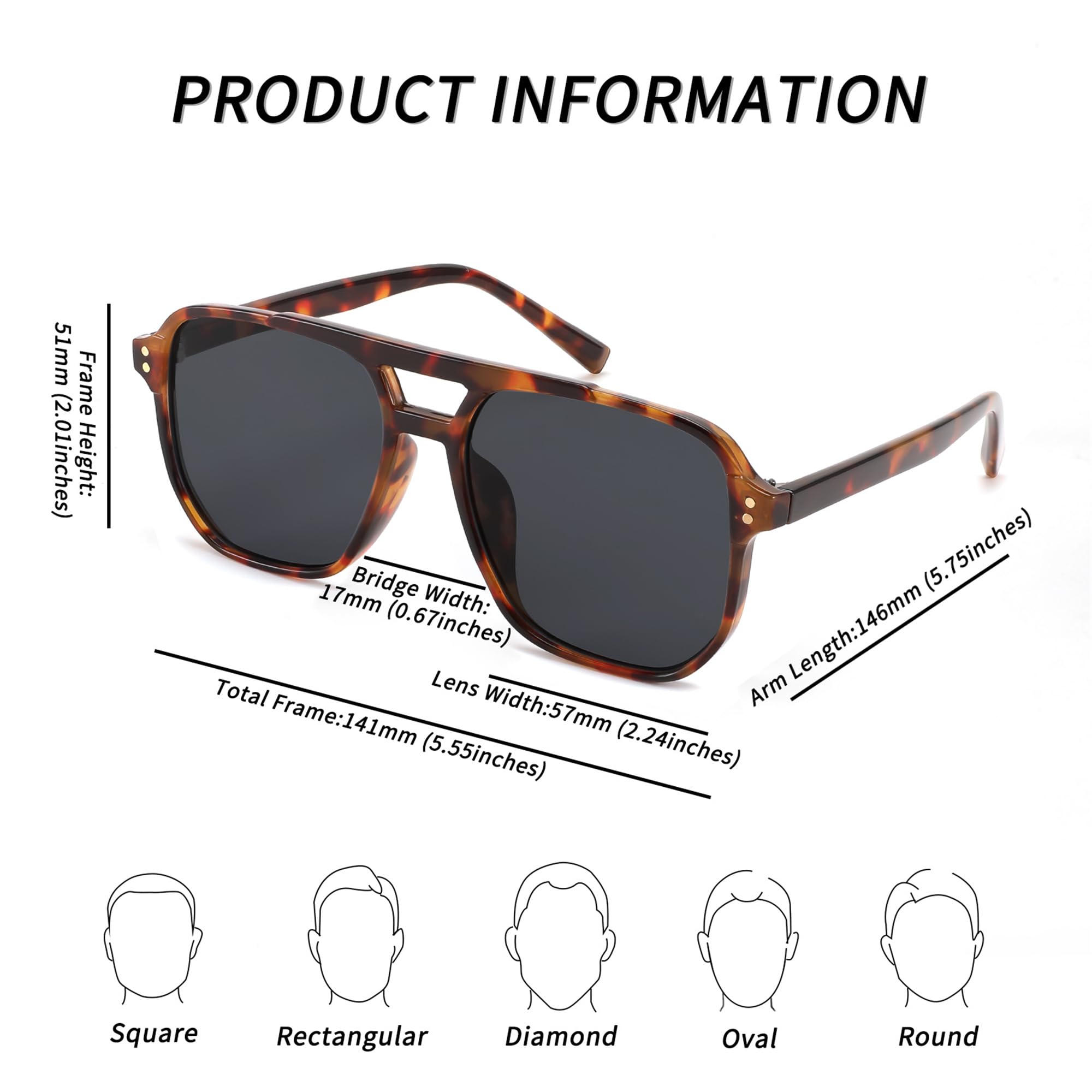 Foto 6 pulgar | Gafas De Sol Feisedy Retro Square Aviator 70s Uv400 B2835 - Venta Internacional.