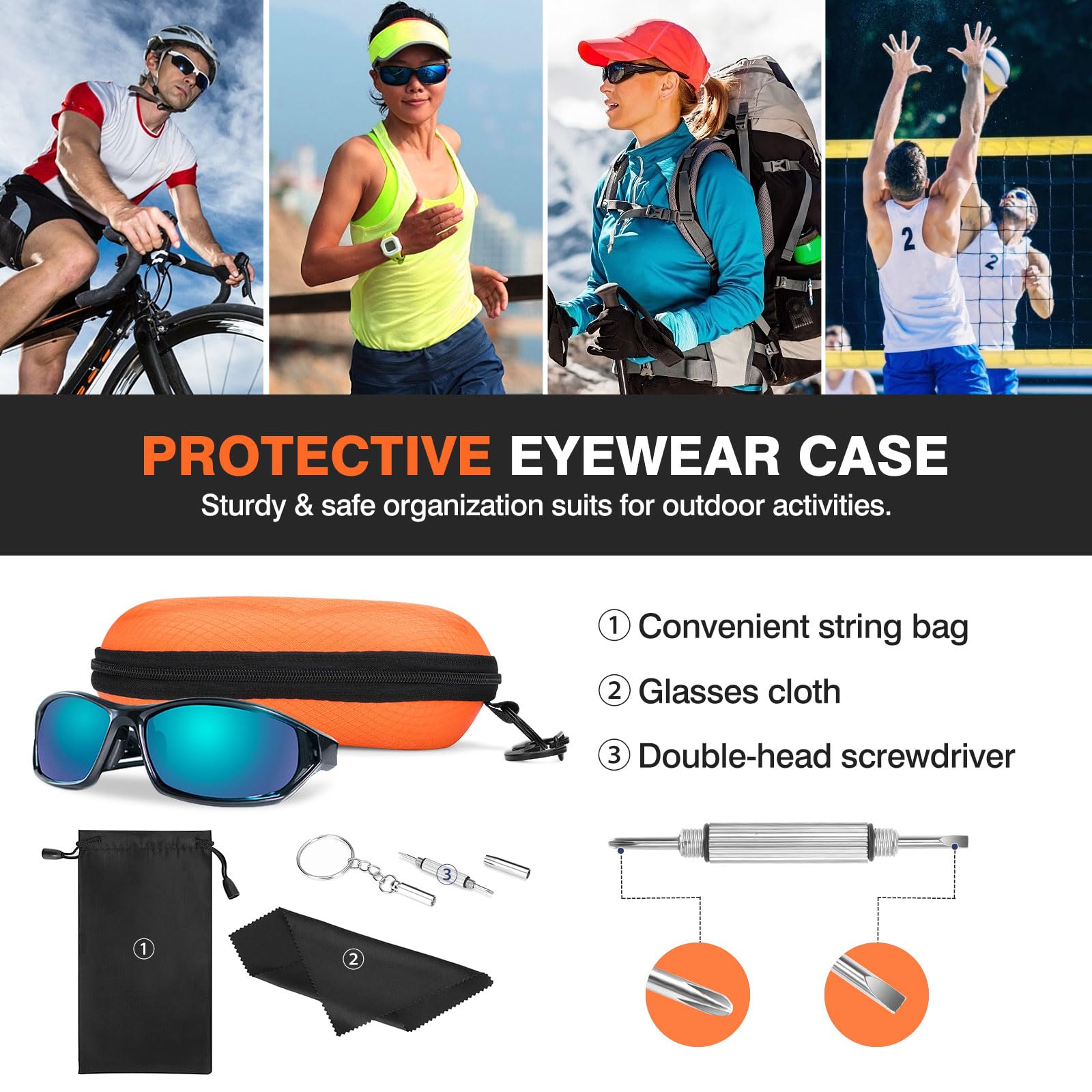 Foto 3 pulgar | Funda Para Gafas De Sol Moko Eva, Carcasa Semirrígida, Naranja, Unisex - Venta Internacional.
