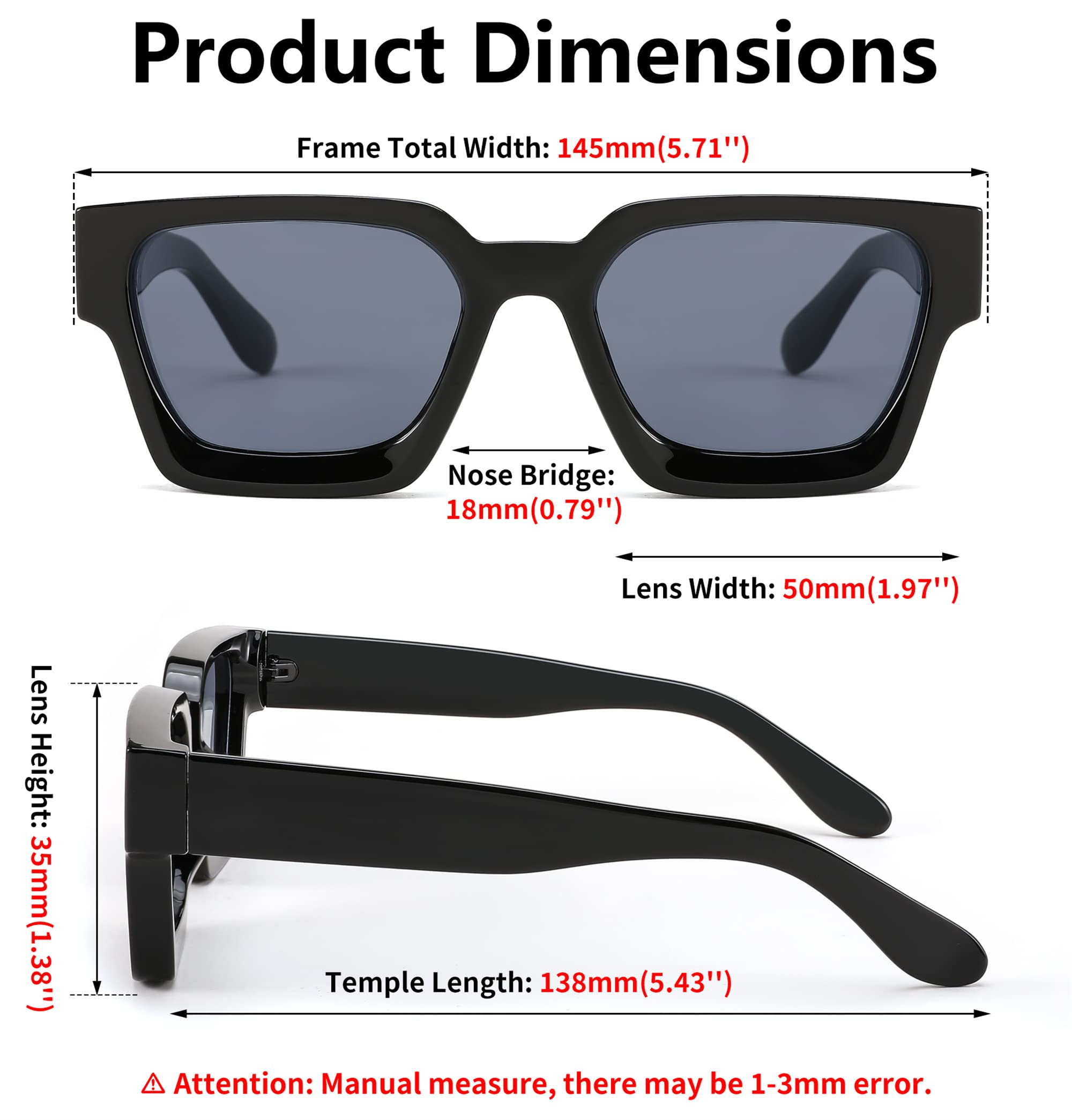 Foto 8 pulgar | Gafas de Sol Feisedy Retro 90s Square Uv400 B2385 para Mujeres Y Hombres - Venta Internacional