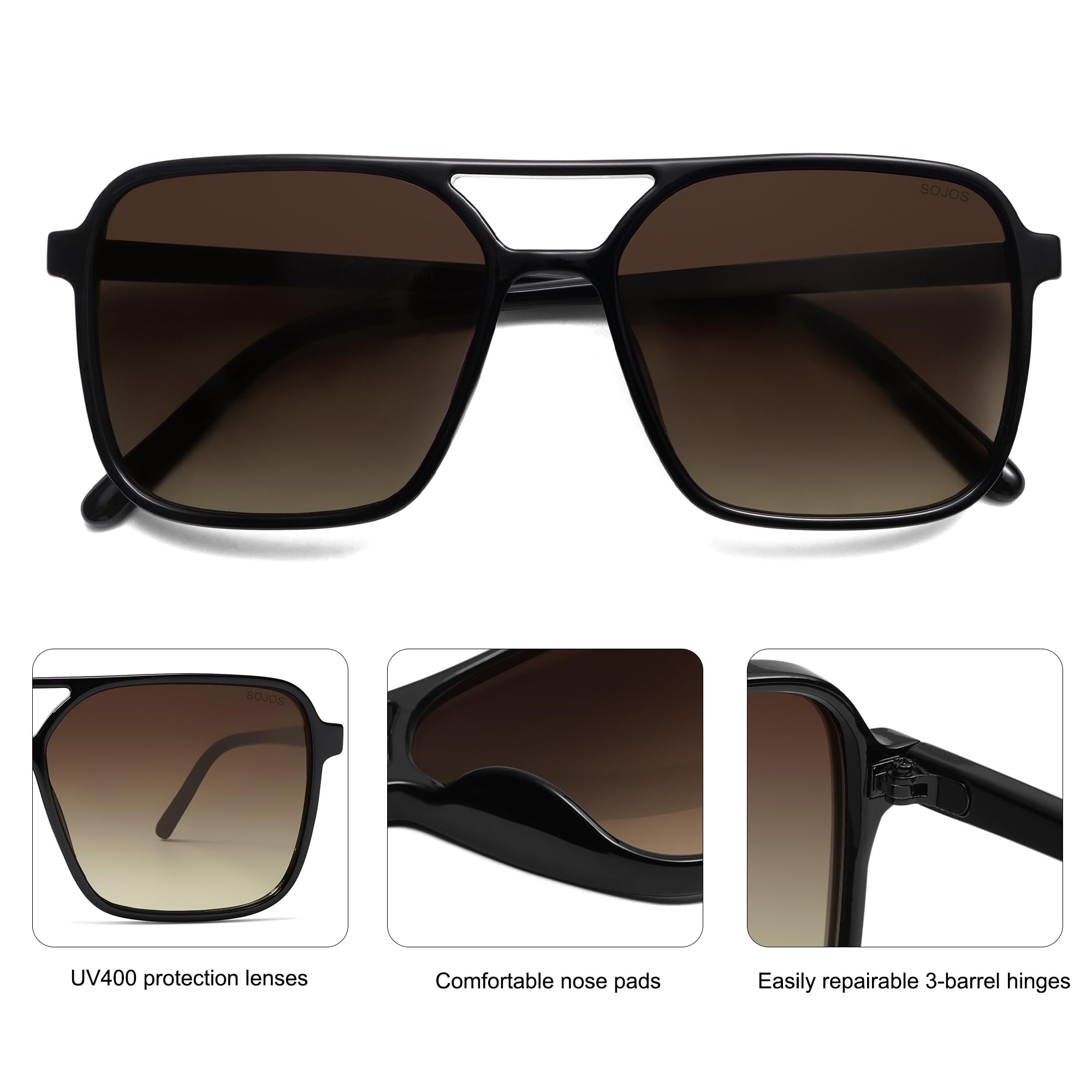 Foto 5 pulgar | Gafas De Sol Sojos Trendy Vintage Aviator Square Sj2327 Uv400 - Venta Internacional.