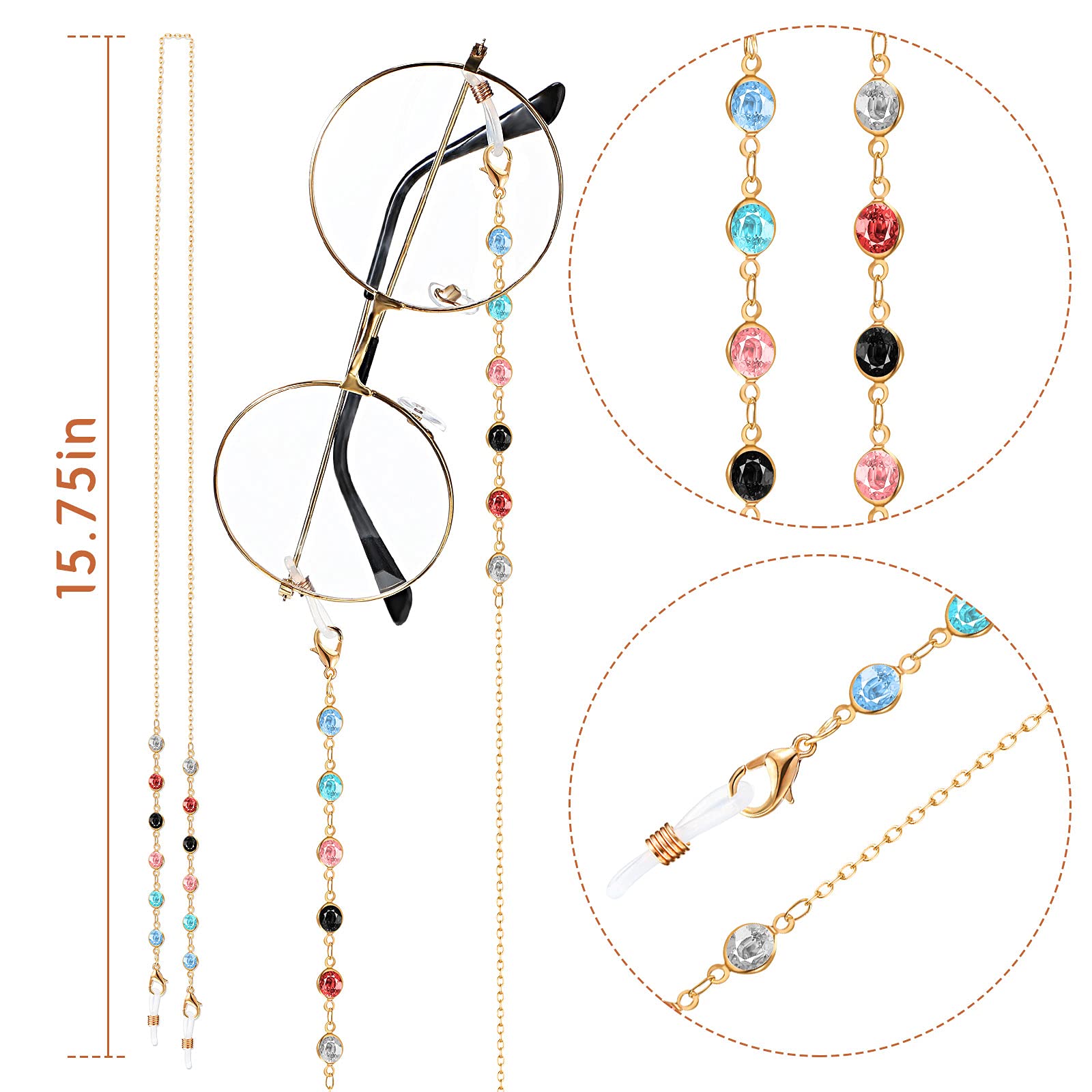 Foto 8 pulgar | Eyeglass Chains Frienda, 6 Unidades, Con Soporte Para Cadenas - Venta Internacional.