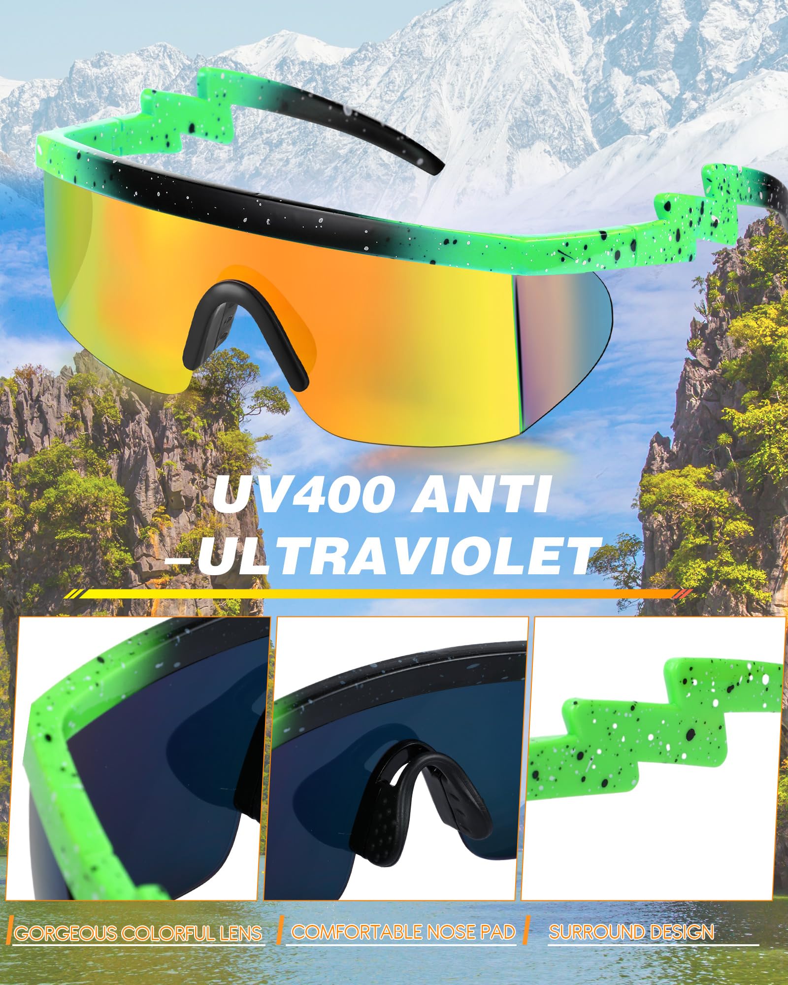 Foto 4 pulgar | Gafas De Sol Frienda Retro Semi Rimless Zigzag Para Hombre Y Mujer - Venta Internacional.