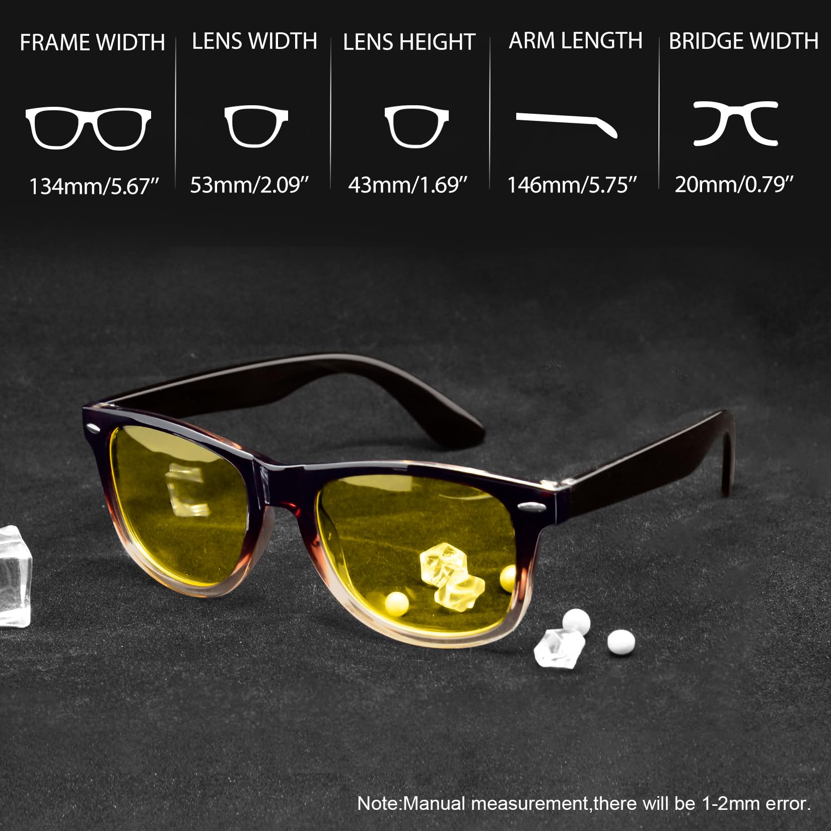 Foto 5 pulgar | Gafas Joopin Para Conducir De Noche, Cuadradas, Con Montura Marrón Gradual - Venta Internacional.